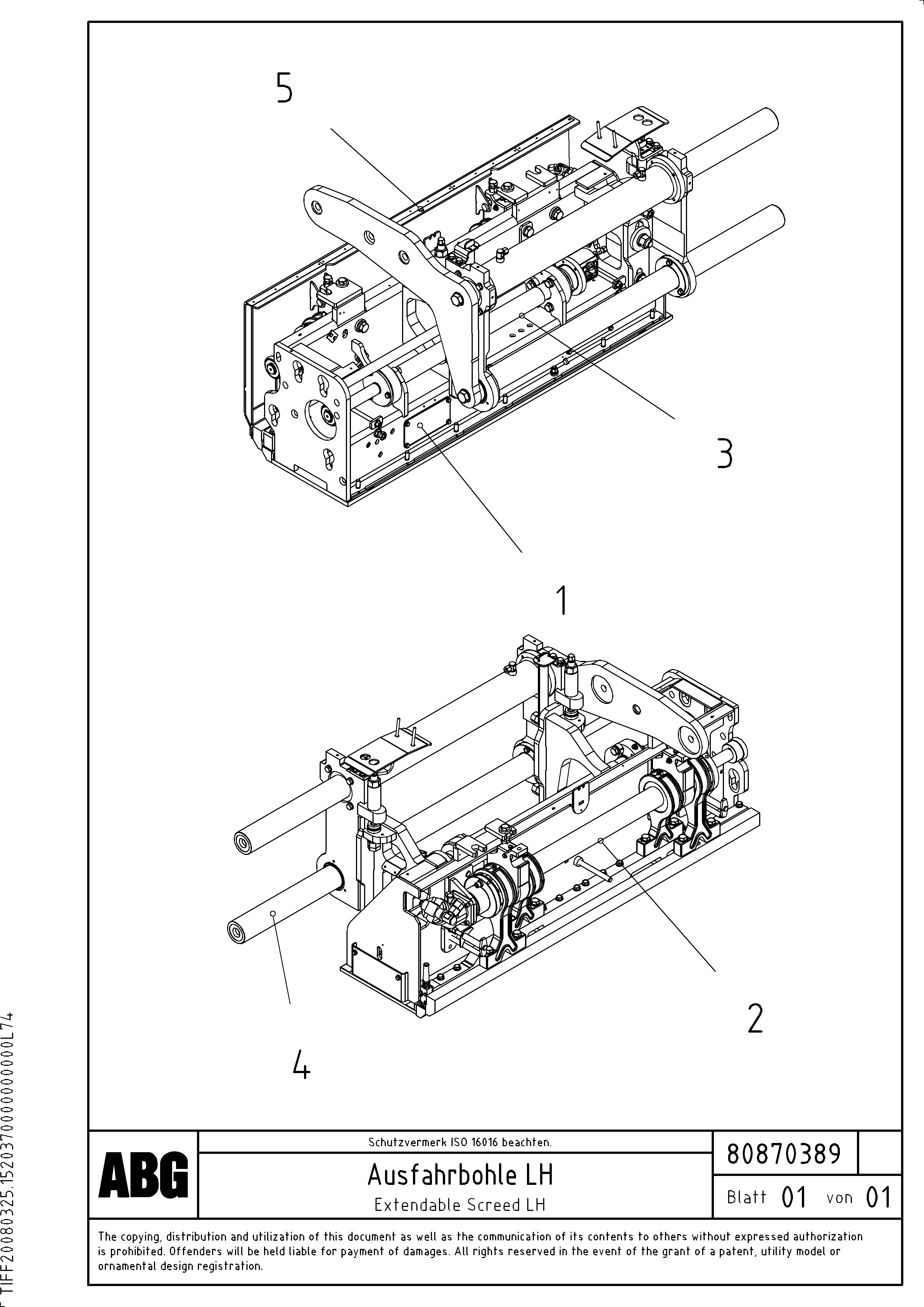 Схема запчастей Volvo ABG7820B - 63033 Extendable screed VDT-V 89 ETC ATT. SCREEDS 3,0 - 9,0M ABG7820, ABG7820B