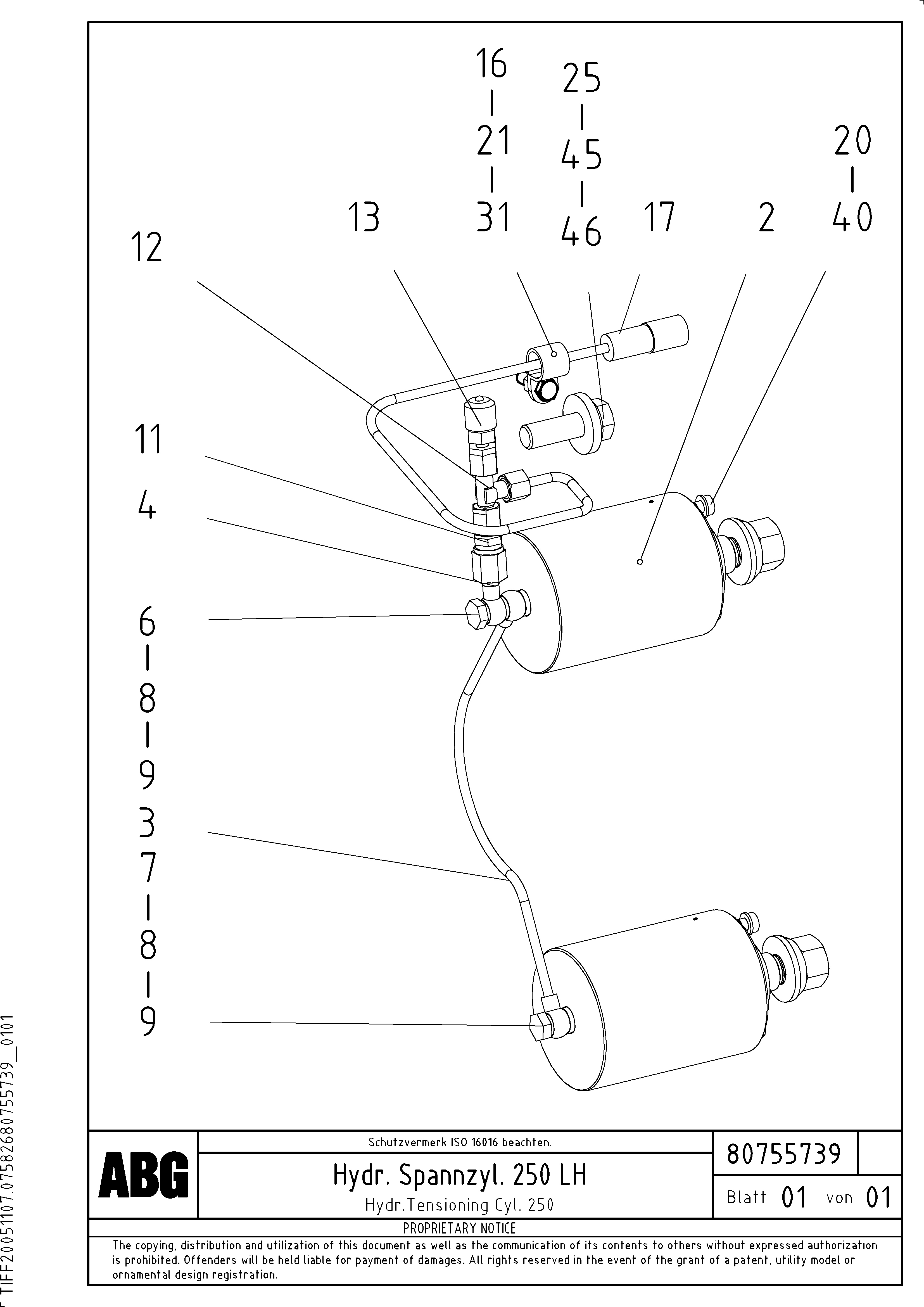 Схема запчастей Volvo ABG7820B - 67732 Hydr. tensioning cylinder for extension VB 78 ETC ATT. SCREED 2,5 - 9,0 M ABG5820/6820/7820/7820B