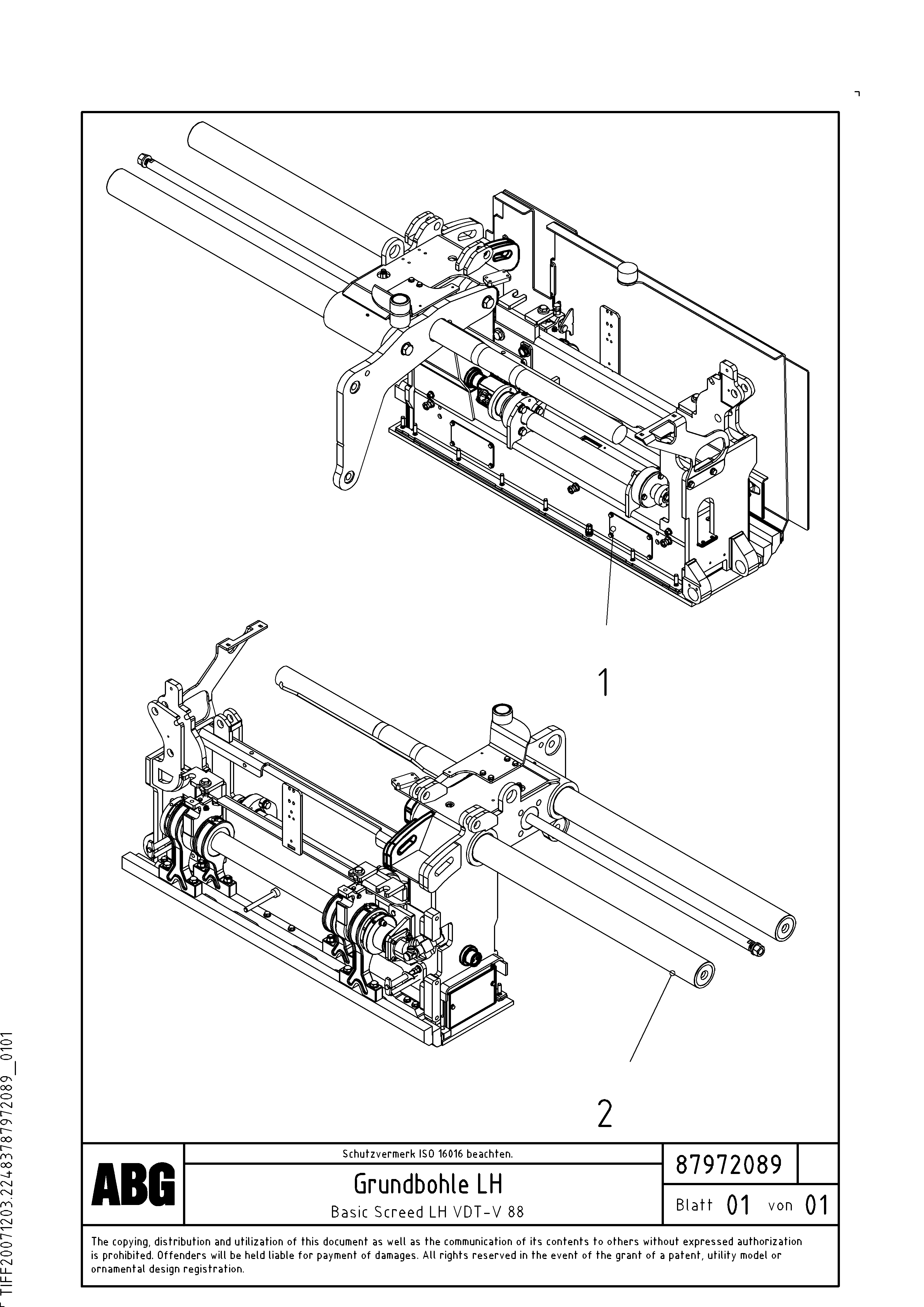 Схема запчастей Volvo ABG7820B - 74010 Basic screed VDT-V 88 GTC ATT. SCREEDS 3,0 - 9,0M ABG7820/ABG780B