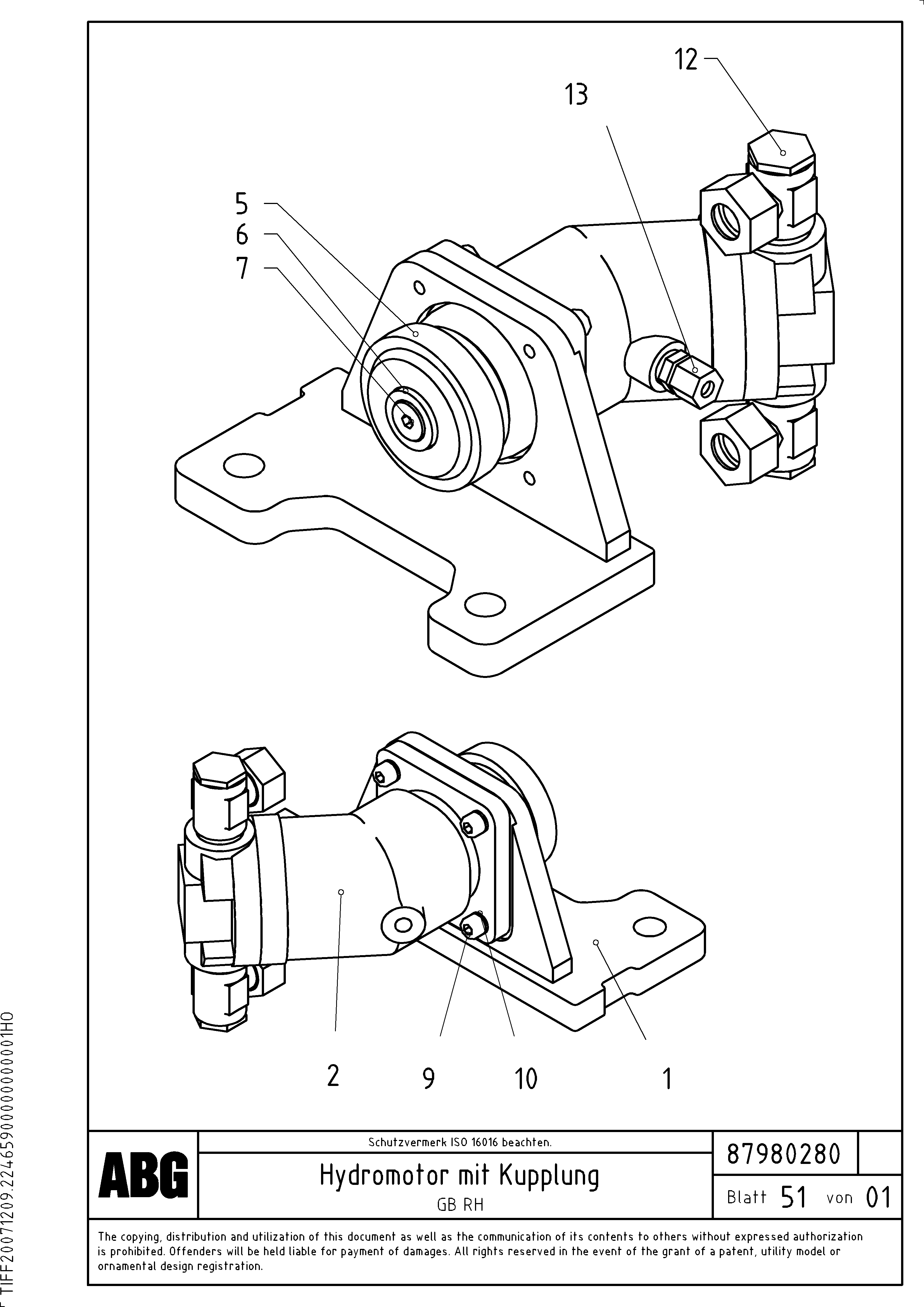 Схема запчастей Volvo ABG7820B - 18495 Hydraulic motor with tamper coupling for basic screed VDT-V 78 GTC ATT. SCREEDS 2,5 - 9,0M ABG6820,ABG7820,ABG7820B