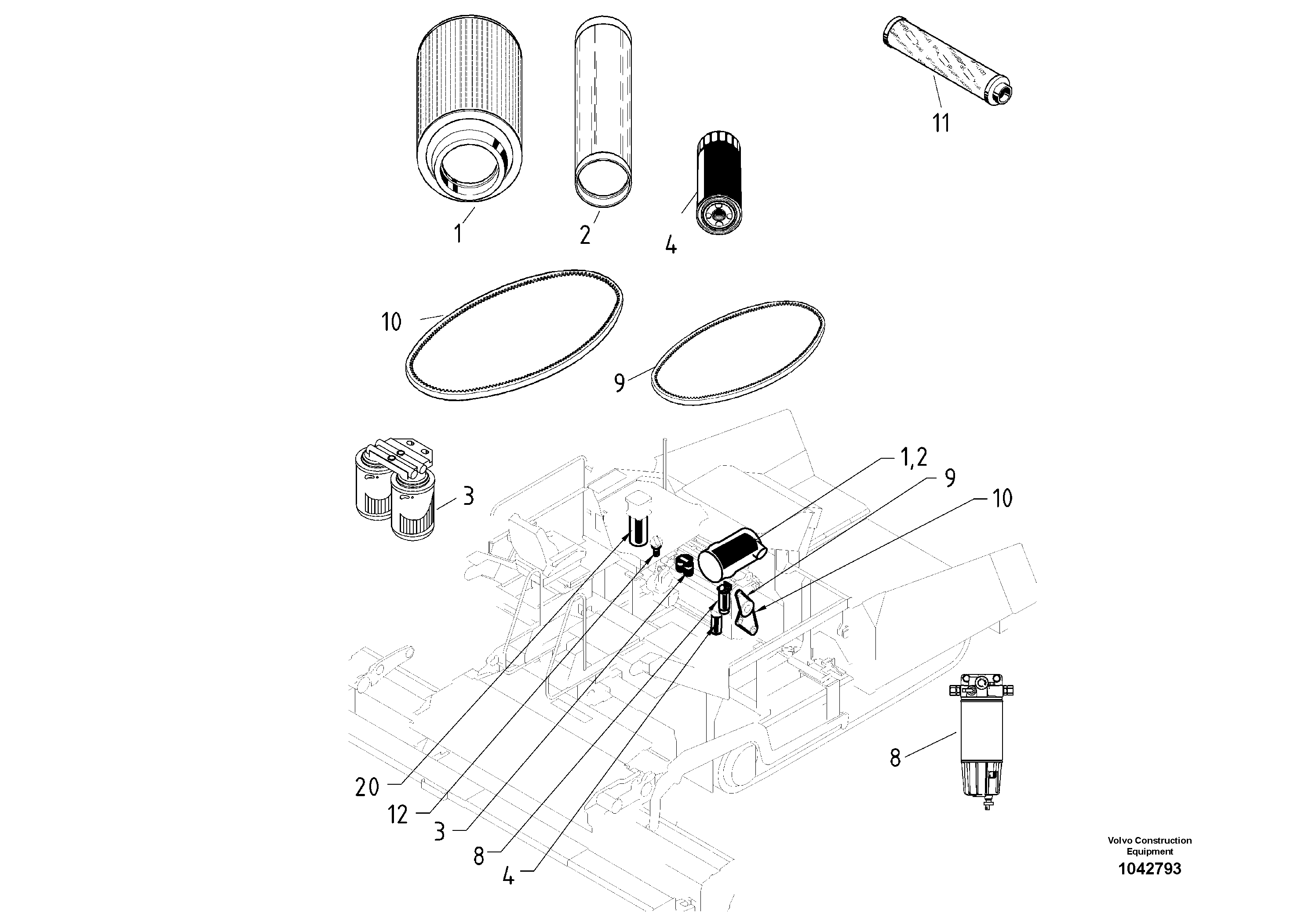 Схема запчастей Volvo ABG8820B - 50726 Service kit ABG8820/ABG8820B ABG8820 S/N 21098-23354 ABG8820B S/N 23355-