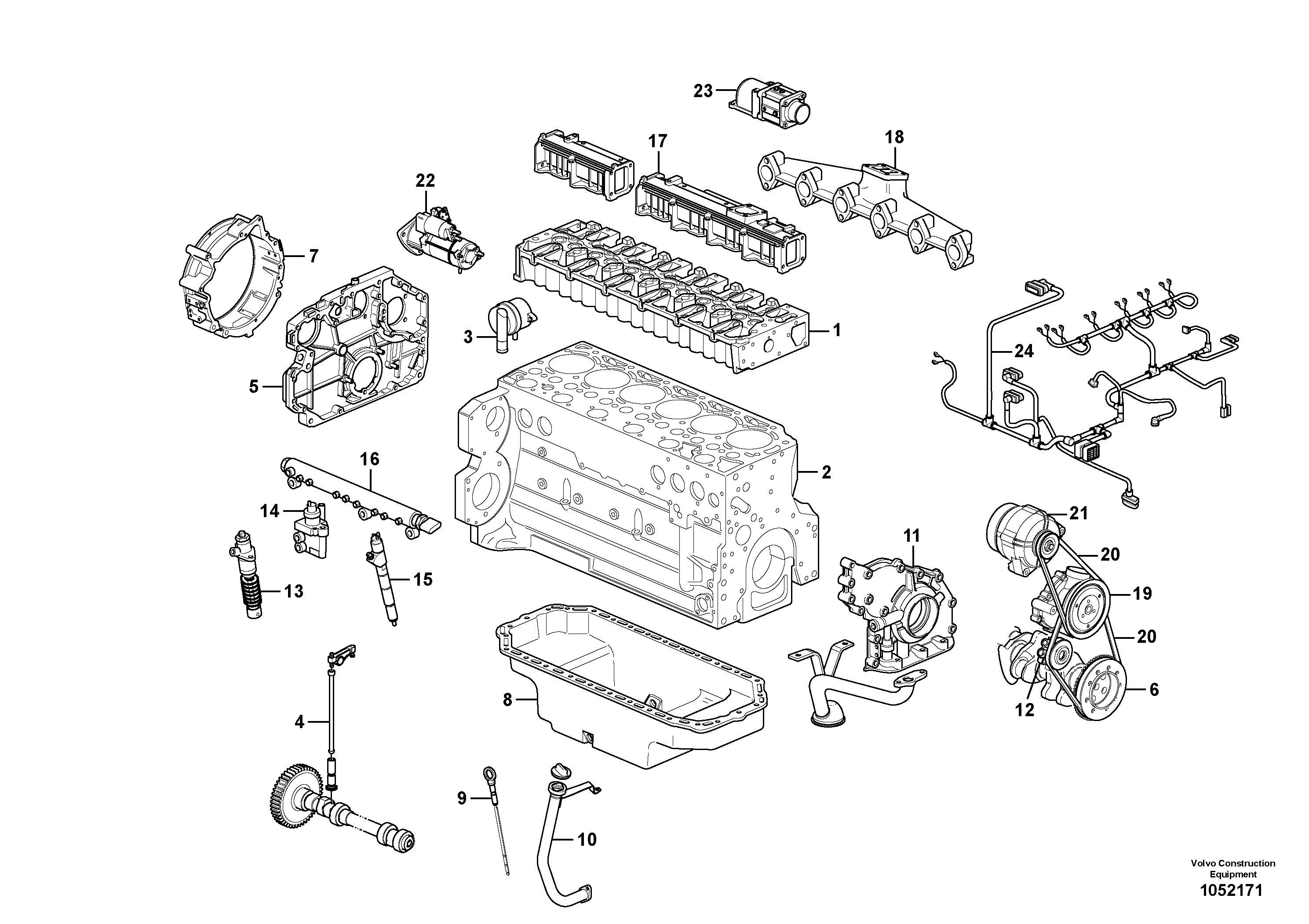 Схема запчастей Volvo ABG8820B - 27271 Двигатель в сборе ABG8820/ABG8820B ABG8820 S/N 21098-23354 ABG8820B S/N 23355-