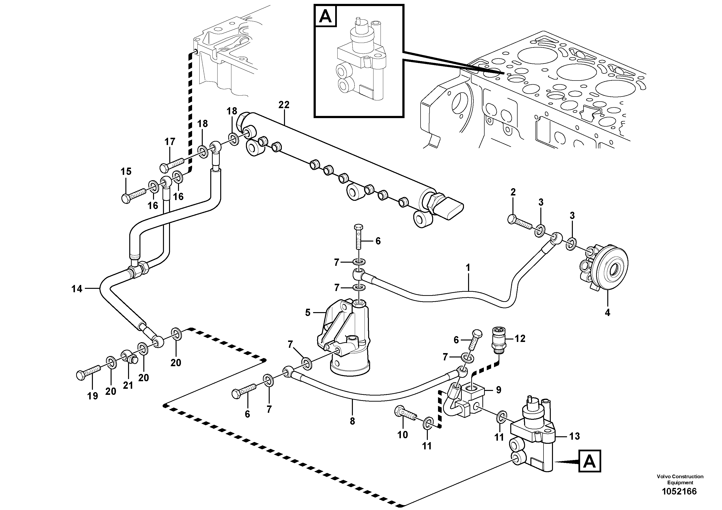 Схема запчастей Volvo ABG8820B - 70073 Fuel pipes, fuel pump ABG8820/ABG8820B ABG8820 S/N 21098-23354 ABG8820B S/N 23355-