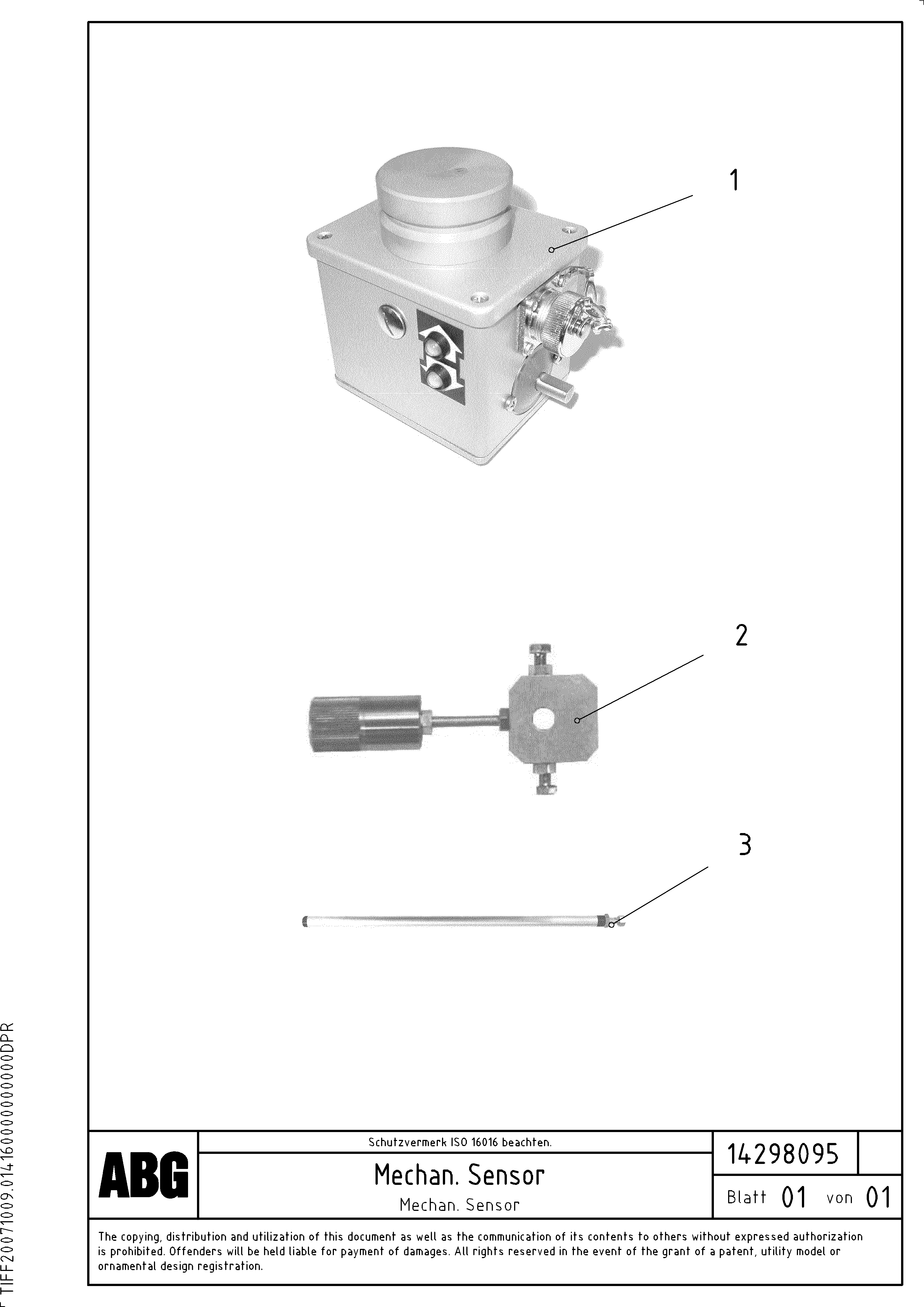 Схема запчастей Volvo ABG8820B - 48042 Mechanical Sensor ABG8820/ABG8820B ABG8820 S/N 21098-23354 ABG8820B S/N 23355-