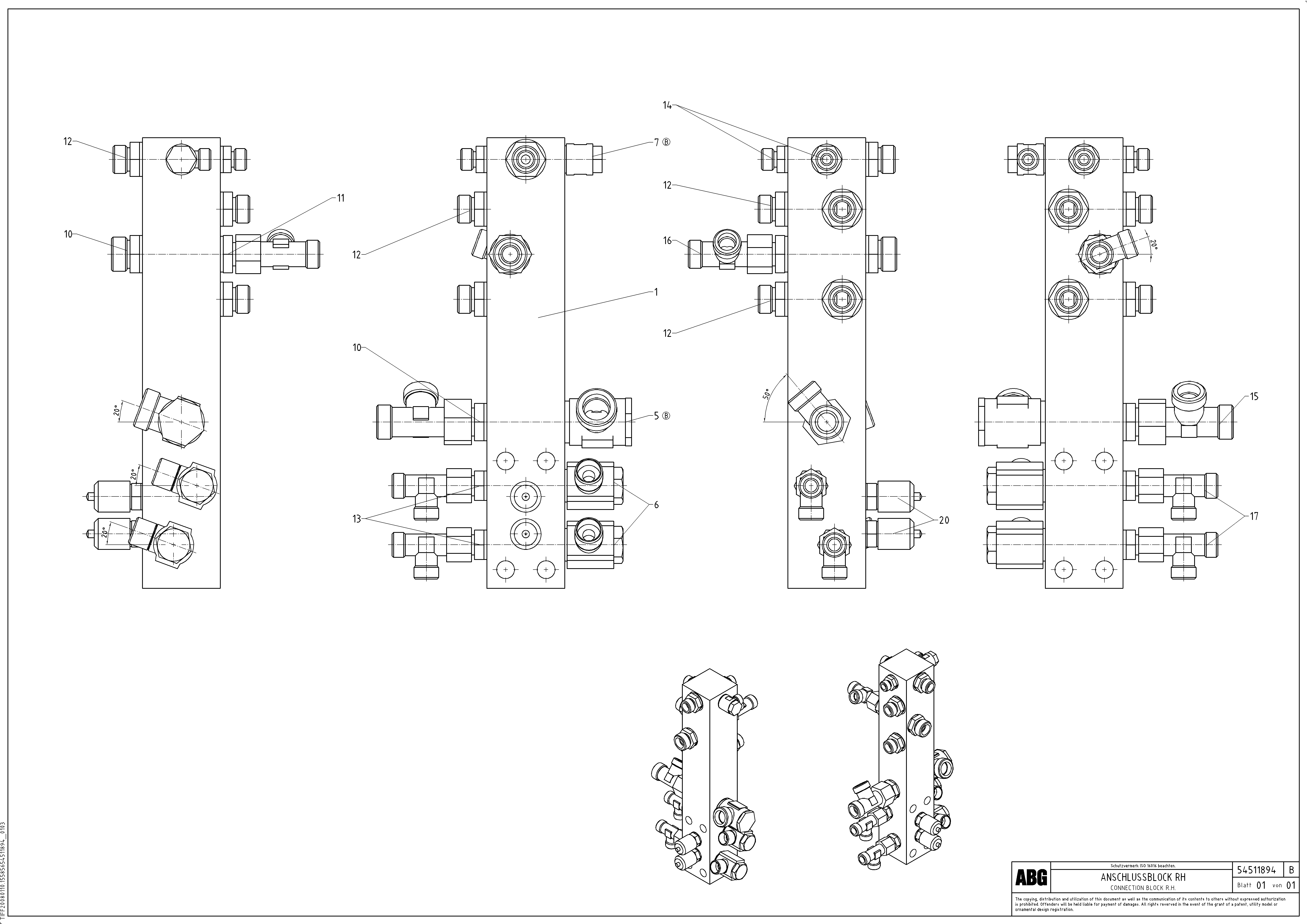 Схема запчастей Volvo ABG8820B - 76056 Connection block on basic screed VB 78 ETC ATT. SCREED 2,5 - 9,0 M ABG8820/ABG8820B