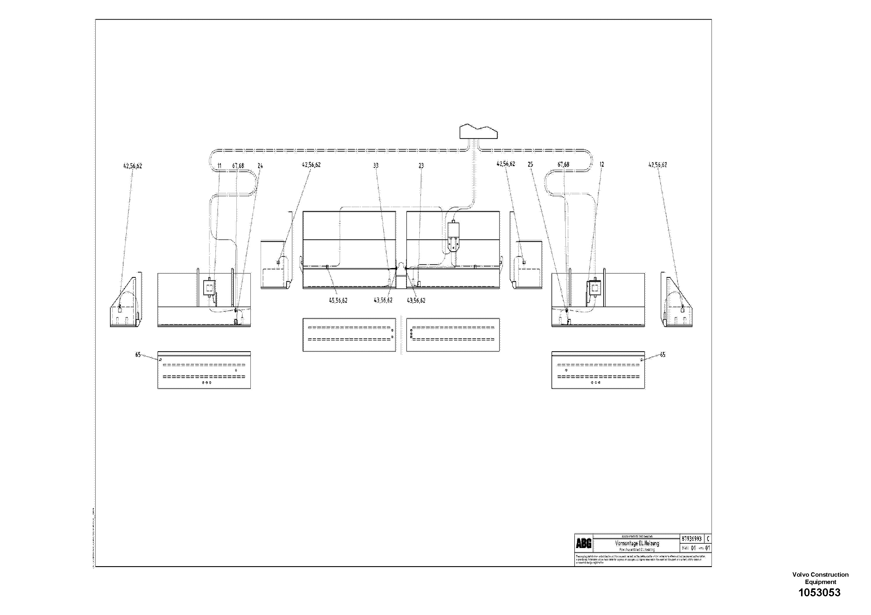 Схема запчастей Volvo ABG8820B - 81083 Pre-assembled El.-heating for basic and extandable screed VB 78 ETC ATT. SCREED 2,5 - 9,0 M ABG8820/ABG8820B