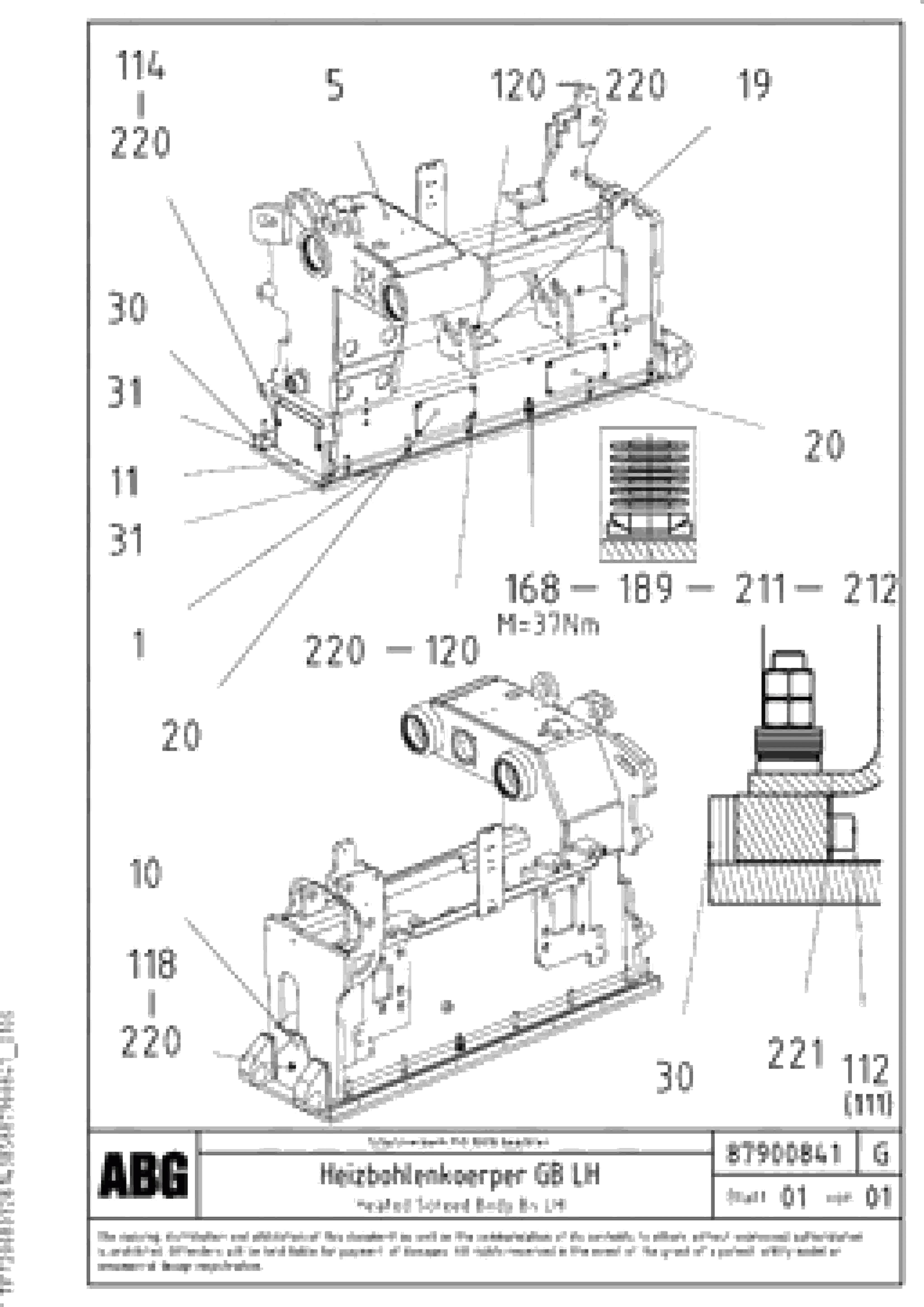 Схема запчастей Volvo ABG8820B - 73367 Heated body for basic screed VDT-V 78 ETC ATT. SCREED 2,5 - 9,0 M ABG8820/ABG8820B