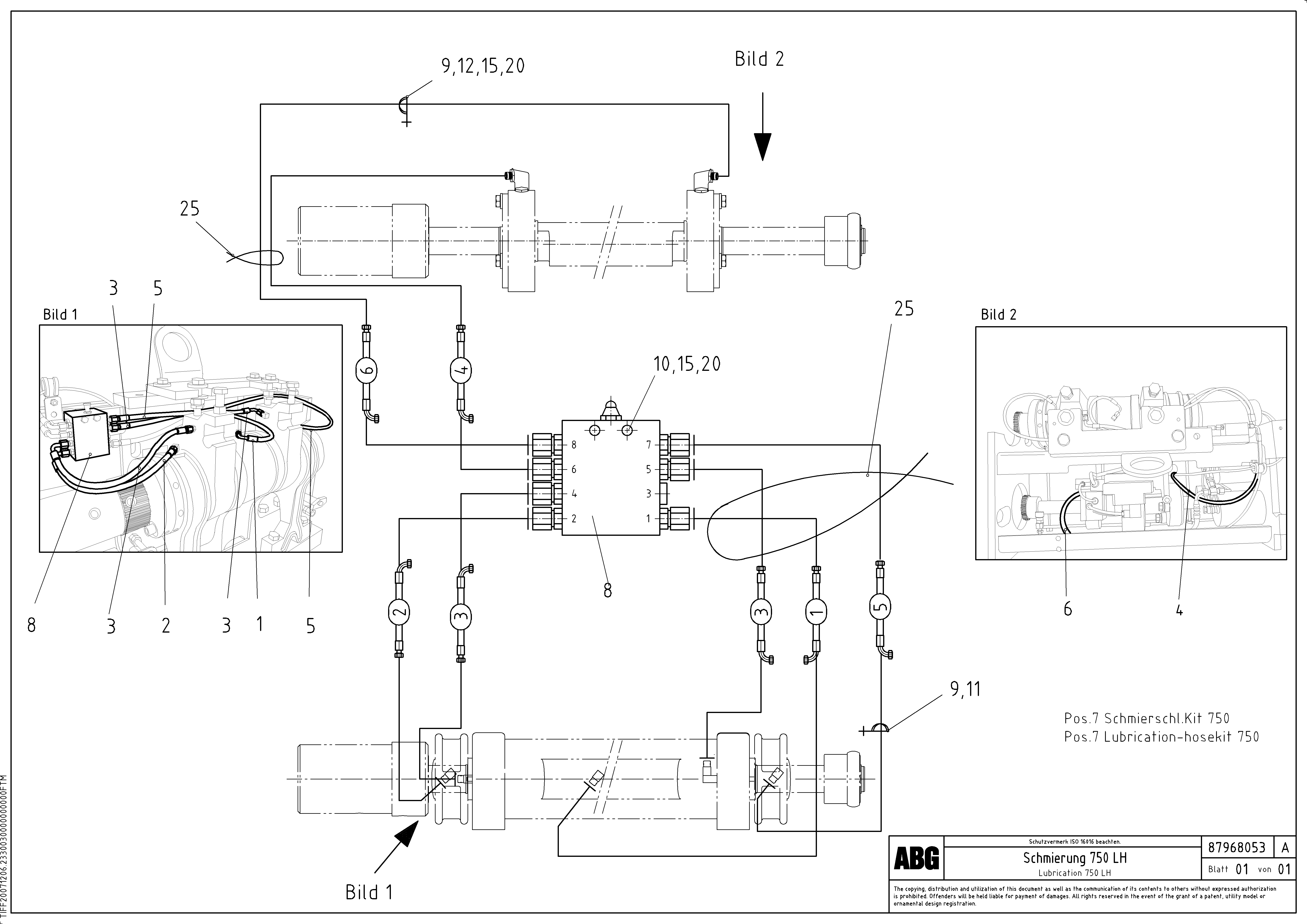 Схема запчастей Volvo ABG8820B - 75872 Lubrication hose kit for extension VDT-V 78 ETC ATT. SCREED 2,5 - 9,0 M ABG8820/ABG8820B
