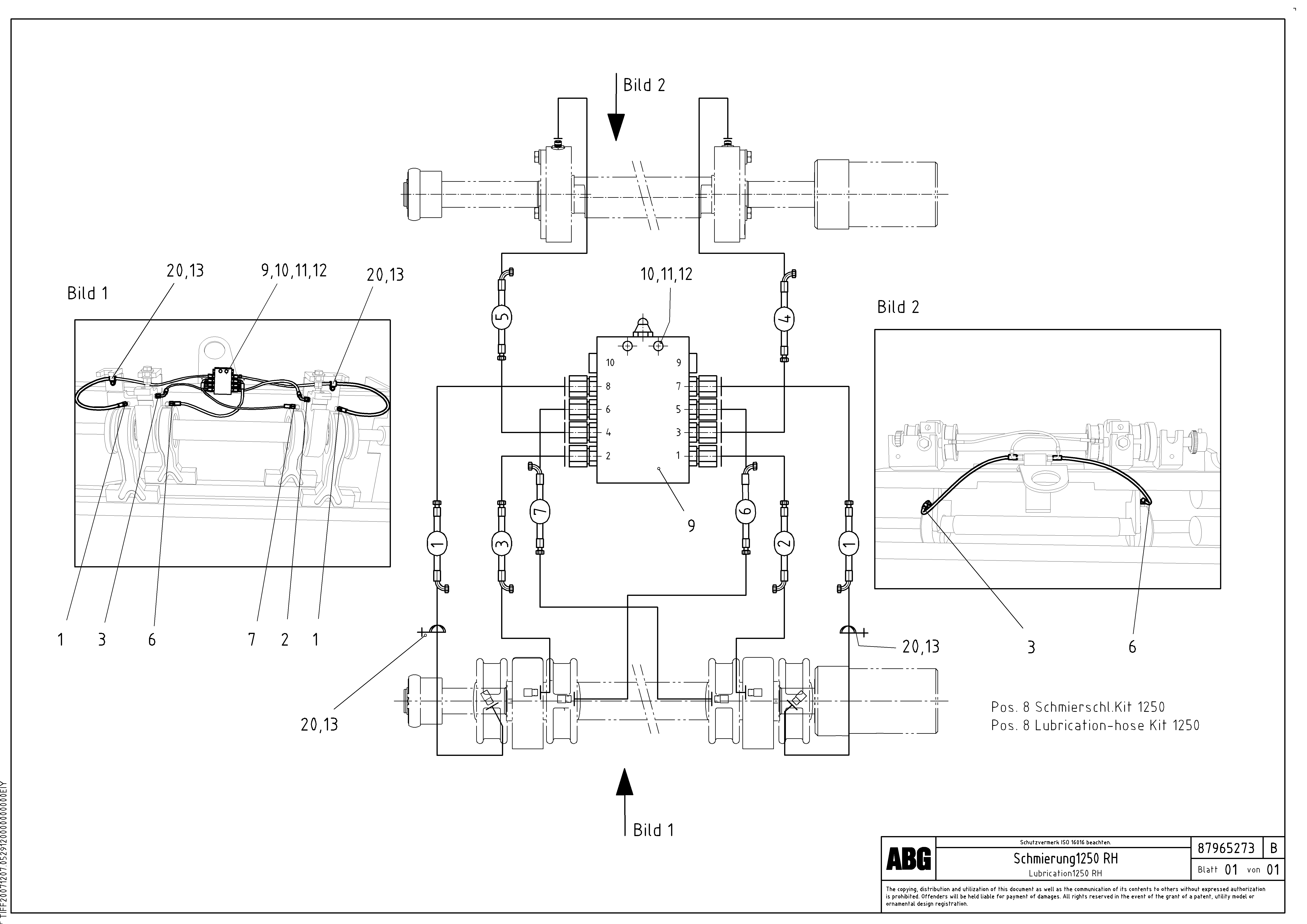 Схема запчастей Volvo ABG8820B - 76123 Lubrication hose kit for extension VDT-V 78 ETC ATT. SCREED 2,5 - 9,0 M ABG8820/ABG8820B