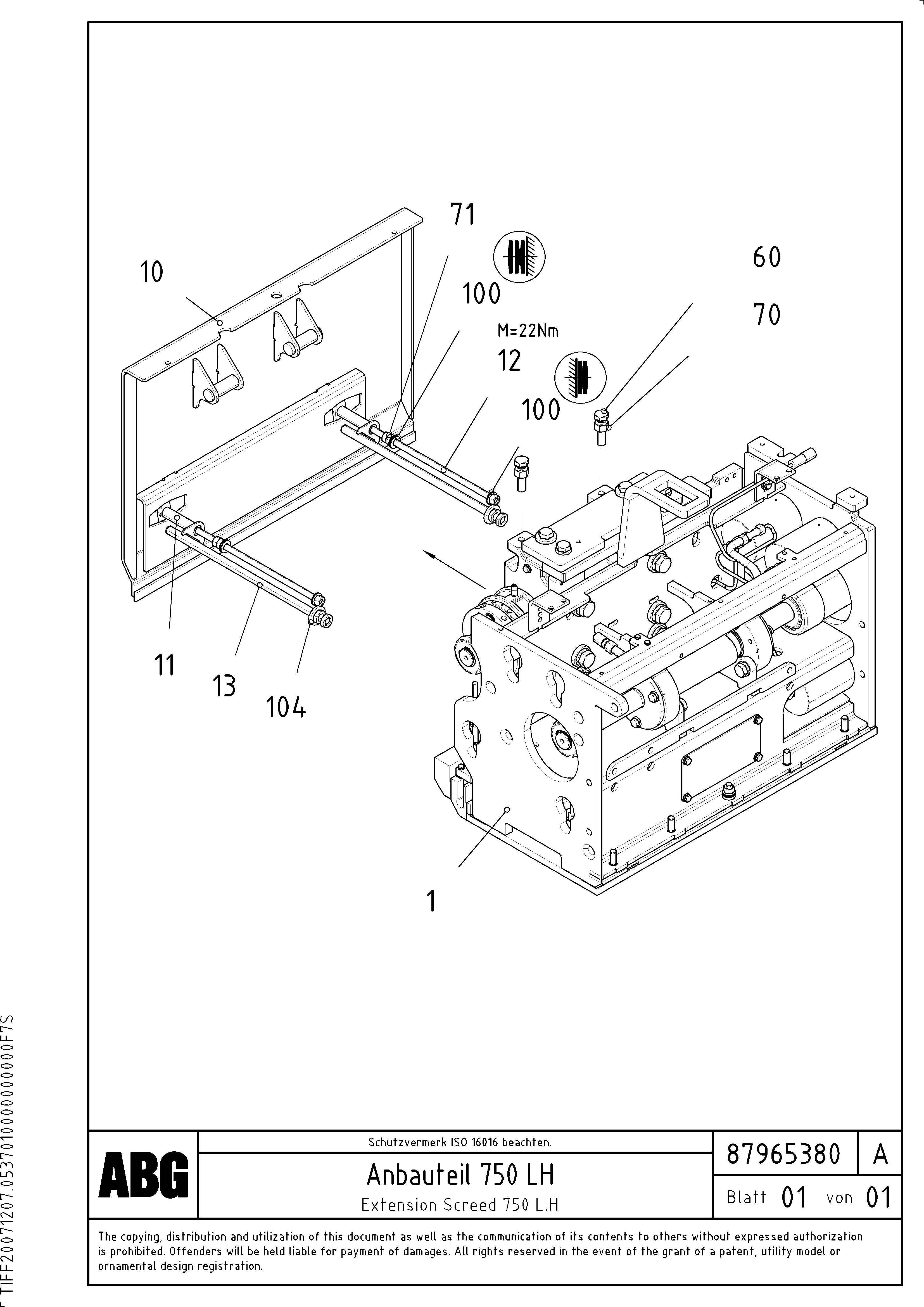 Схема запчастей Volvo ABG8820B - 76365 Deflector for extension VDT-V 78 ETC ATT. SCREED 2,5 - 9,0 M ABG8820/ABG8820B