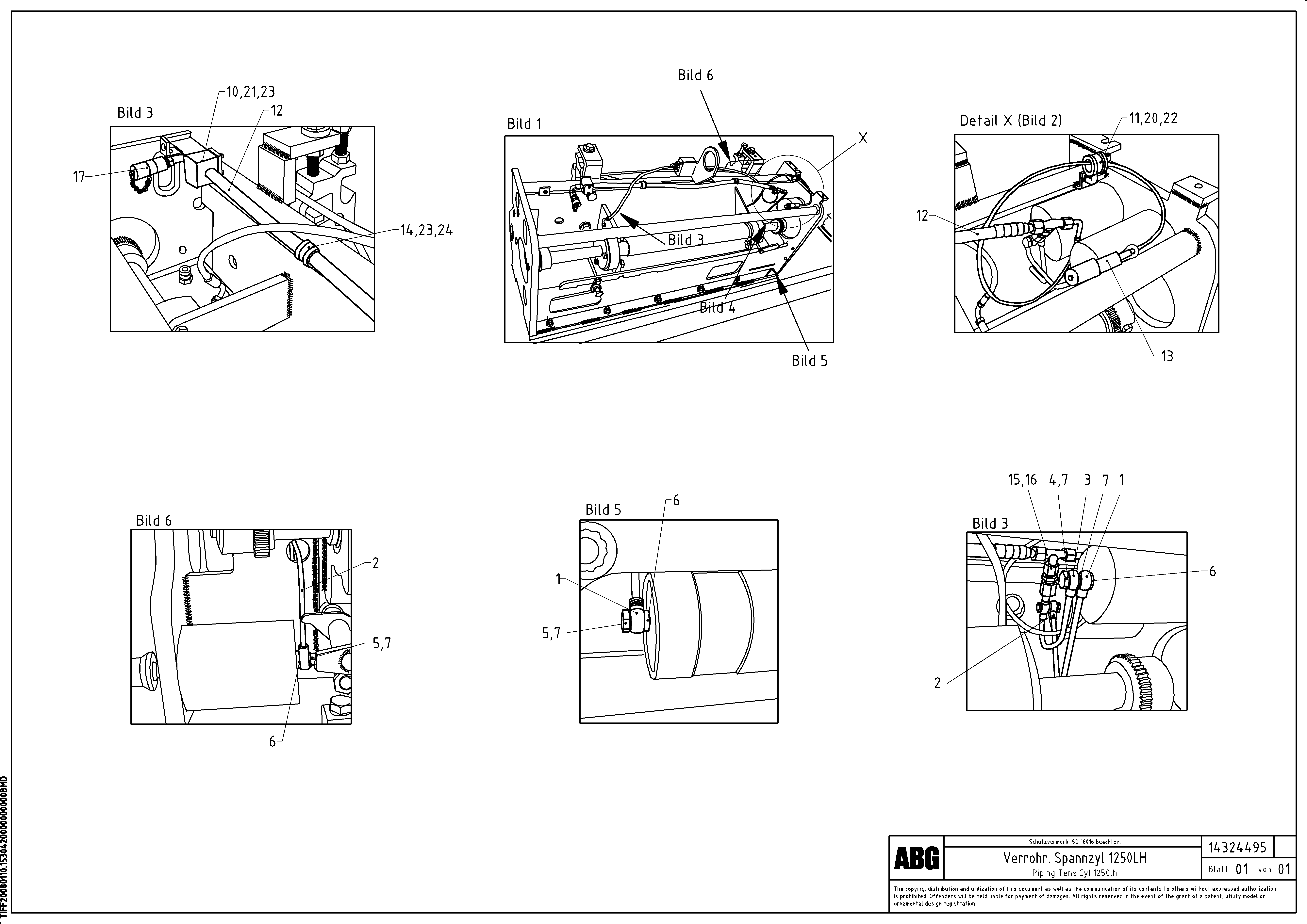 Схема запчастей Volvo ABG8820B - 77376 Piping, tensioning cylinder, for extension VB 88 ETC ATT. SCREED 3,0 - 10,0M ABG8820, ABG8820B