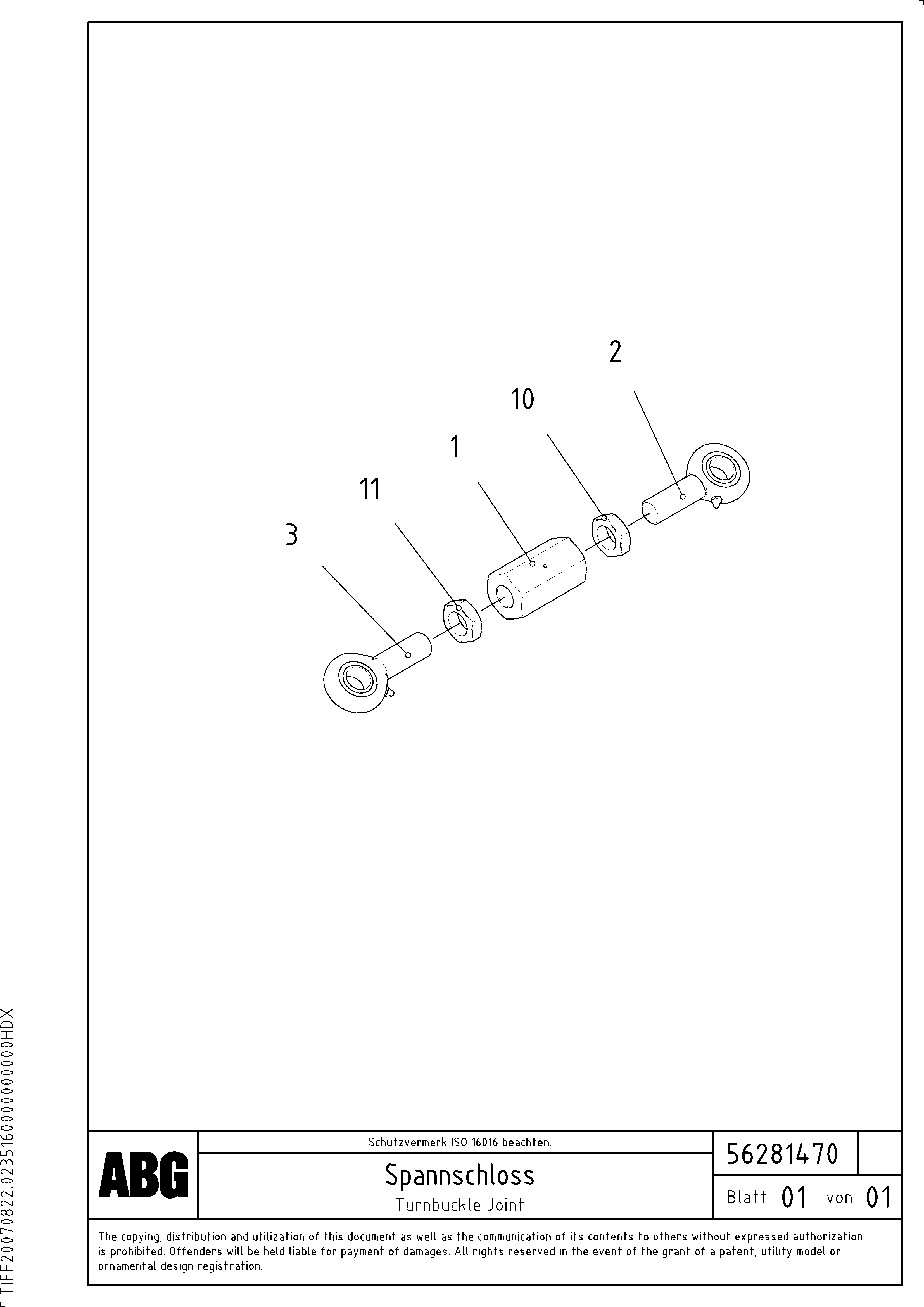 Схема запчастей Volvo ABG8820B - 73096 Turnbuckle joint for towing arms VB 88 ETC ATT. SCREED 3,0 - 10,0M ABG8820, ABG8820B