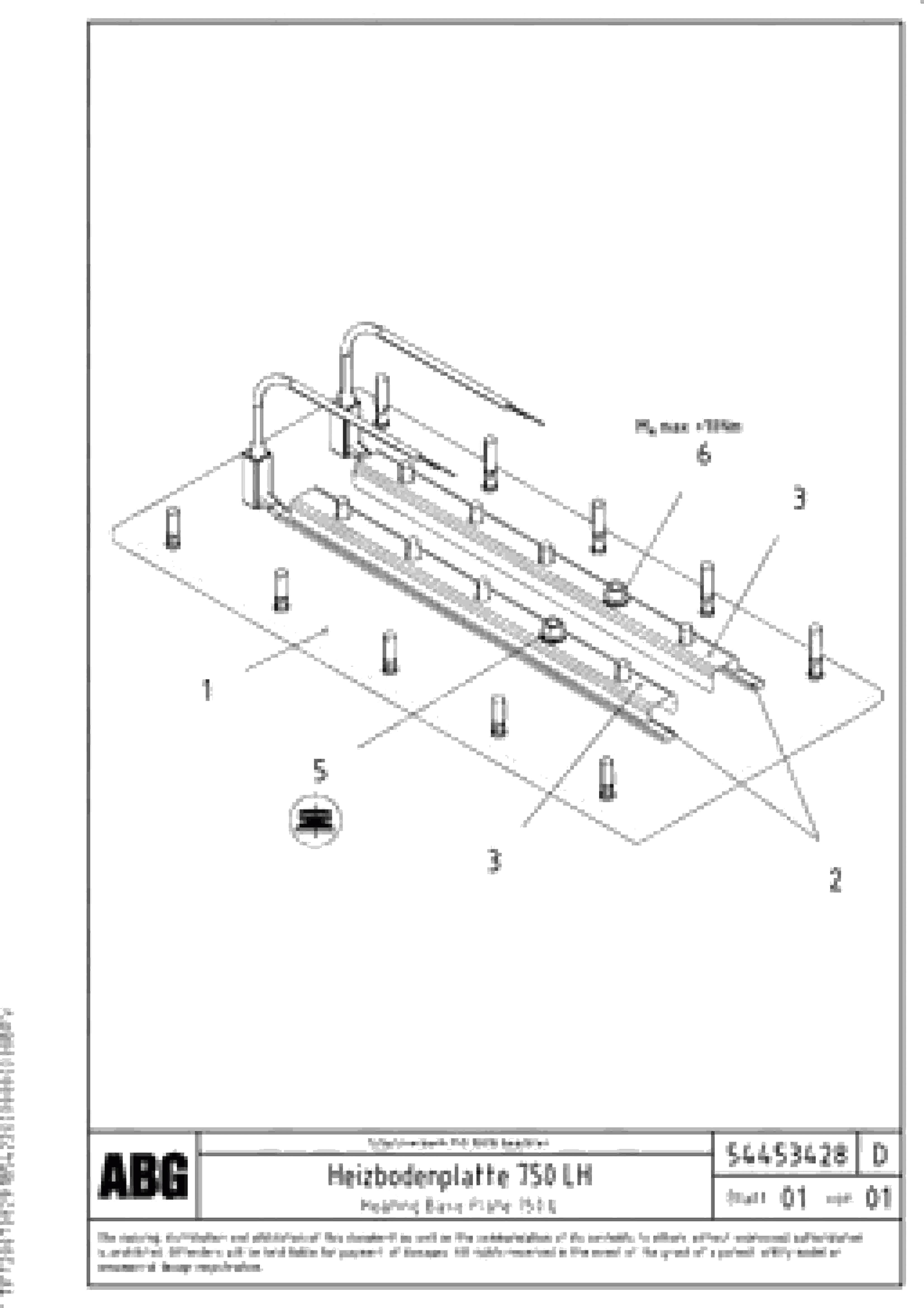 Схема запчастей Volvo ABG8820B - 73019 Heating base plate for screed extension VB 88 ETC ATT. SCREED 3,0 - 10,0M ABG8820, ABG8820B