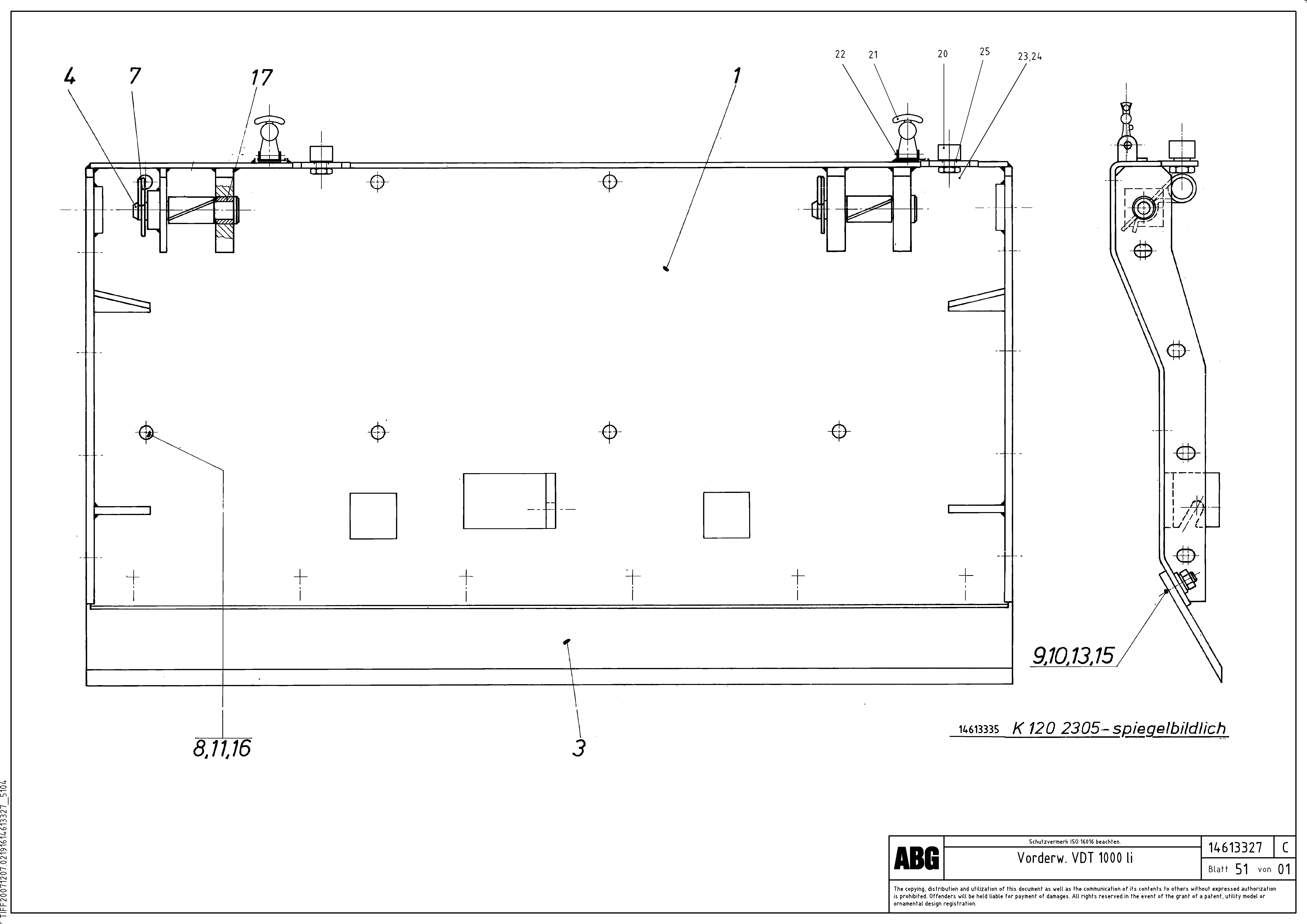 Схема запчастей Volvo ABG8820B - 84316 Deflector for extension VDT 121 ATT. SCREEDS 2,5 -13,0M ABG8820/ABG8820B