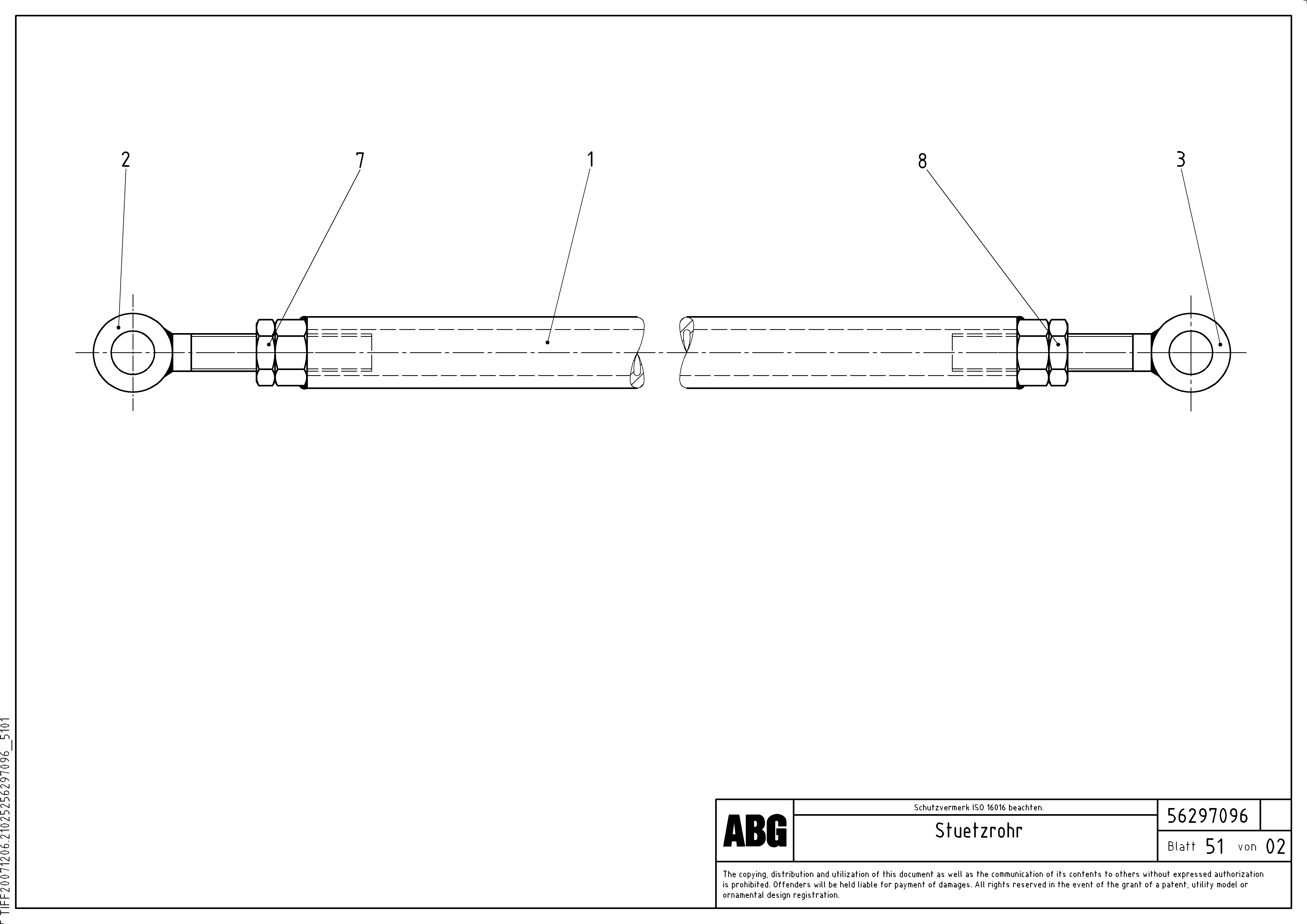 Схема запчастей Volvo ABG8820B - 81687 Support tube VDT 121 ATT. SCREEDS 2,5 -13,0M ABG8820/ABG8820B