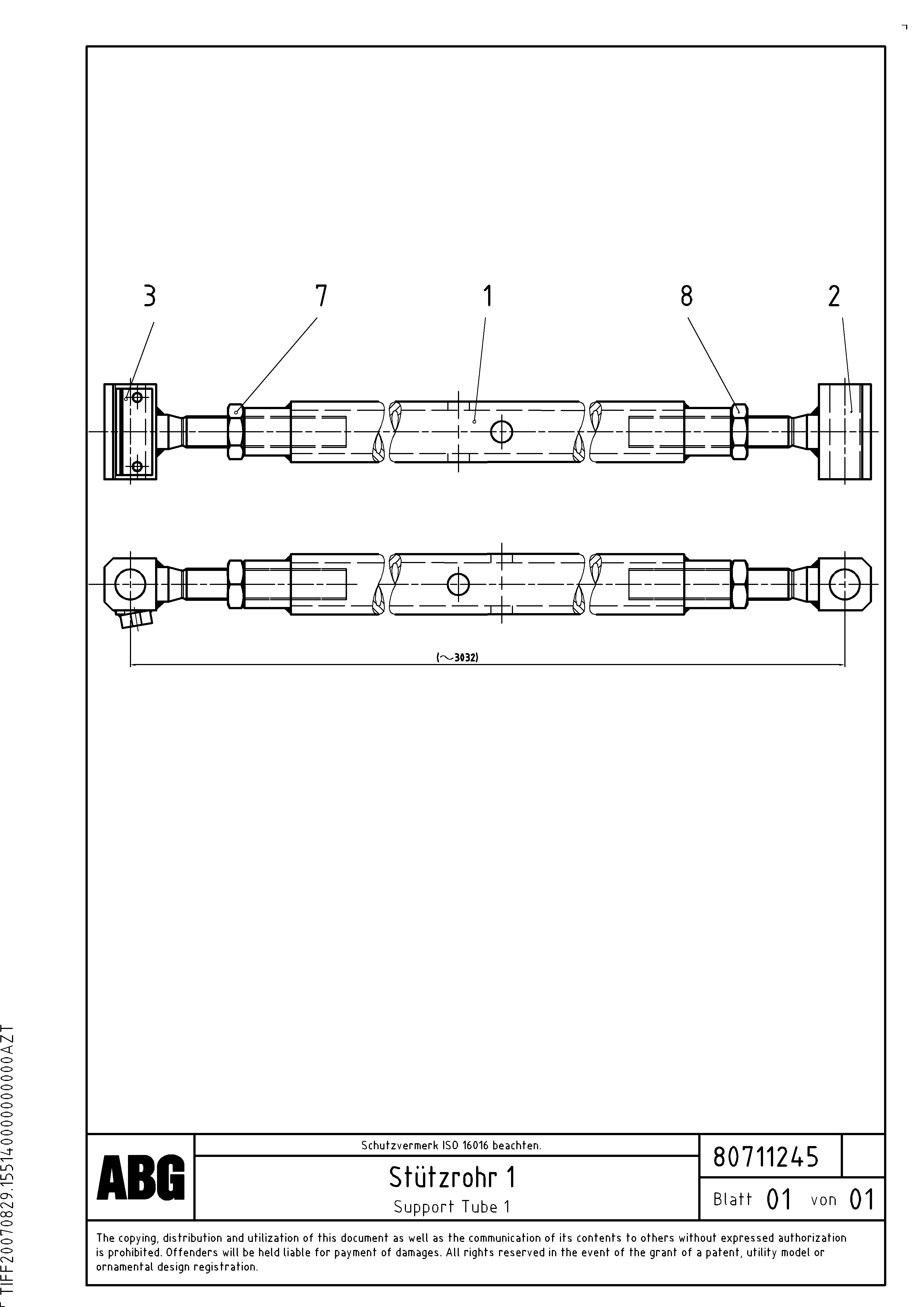 Схема запчастей Volvo ABG8820B - 83418 Support tube VDT 121 ATT. SCREEDS 2,5 -13,0M ABG8820/ABG8820B