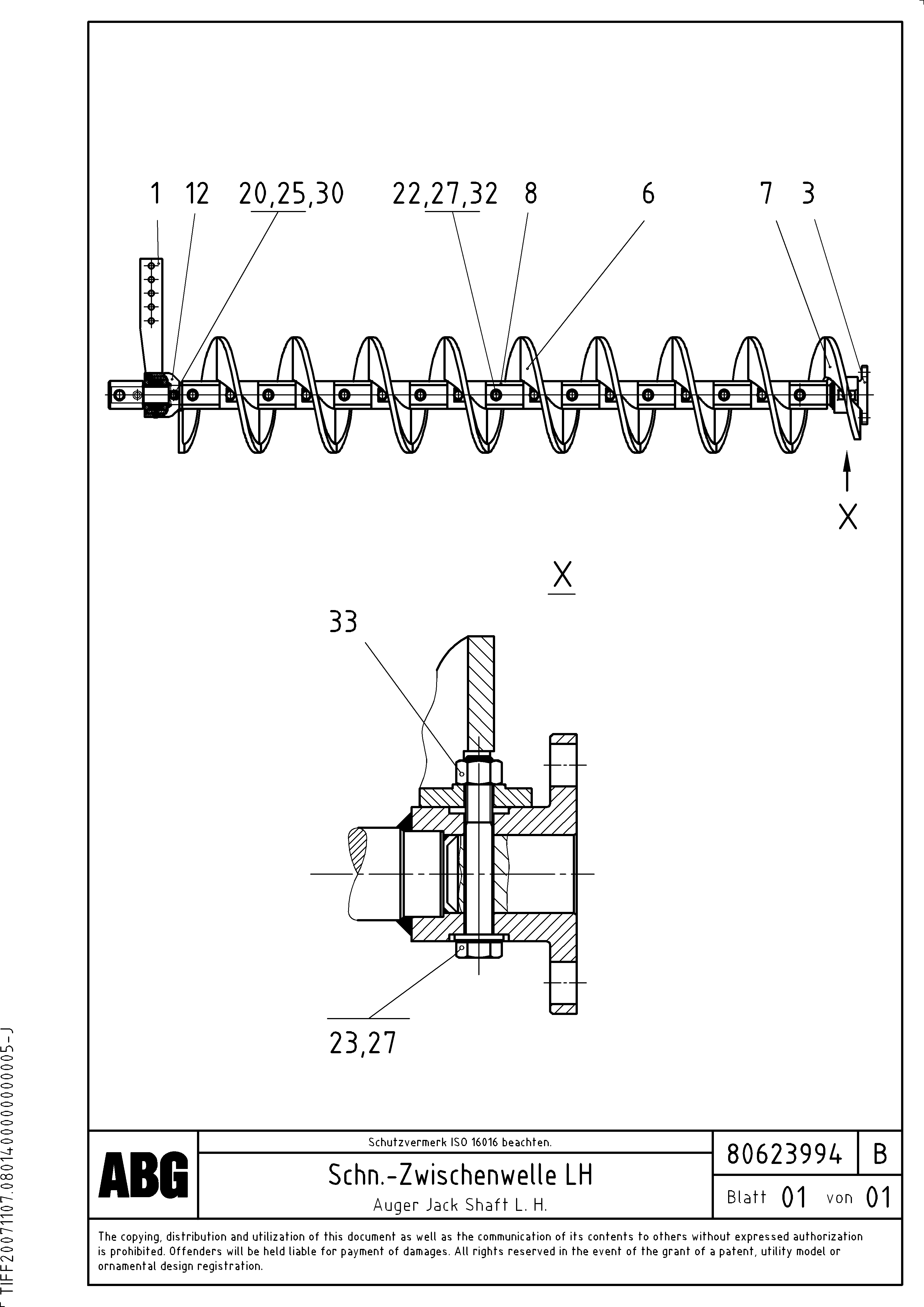 Схема запчастей Volvo ABG8820B - 78049 Auger jack shaft VDT 121 ATT. SCREEDS 2,5 -13,0M ABG8820/ABG8820B