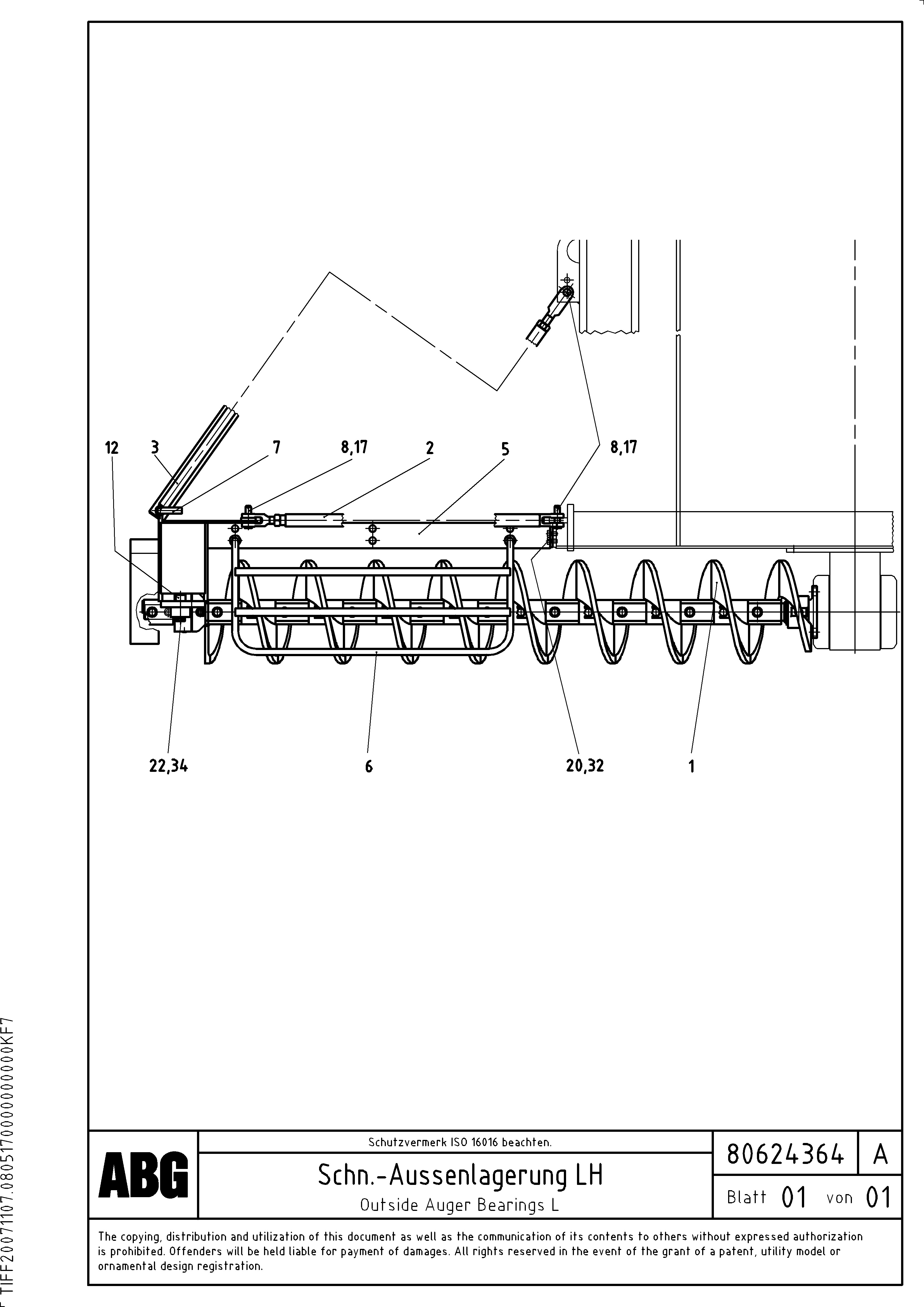 Схема запчастей Volvo ABG8820B - 82320 Outside auger bearings for auger extension VDT 121 ATT. SCREEDS 2,5 -13,0M ABG8820/ABG8820B