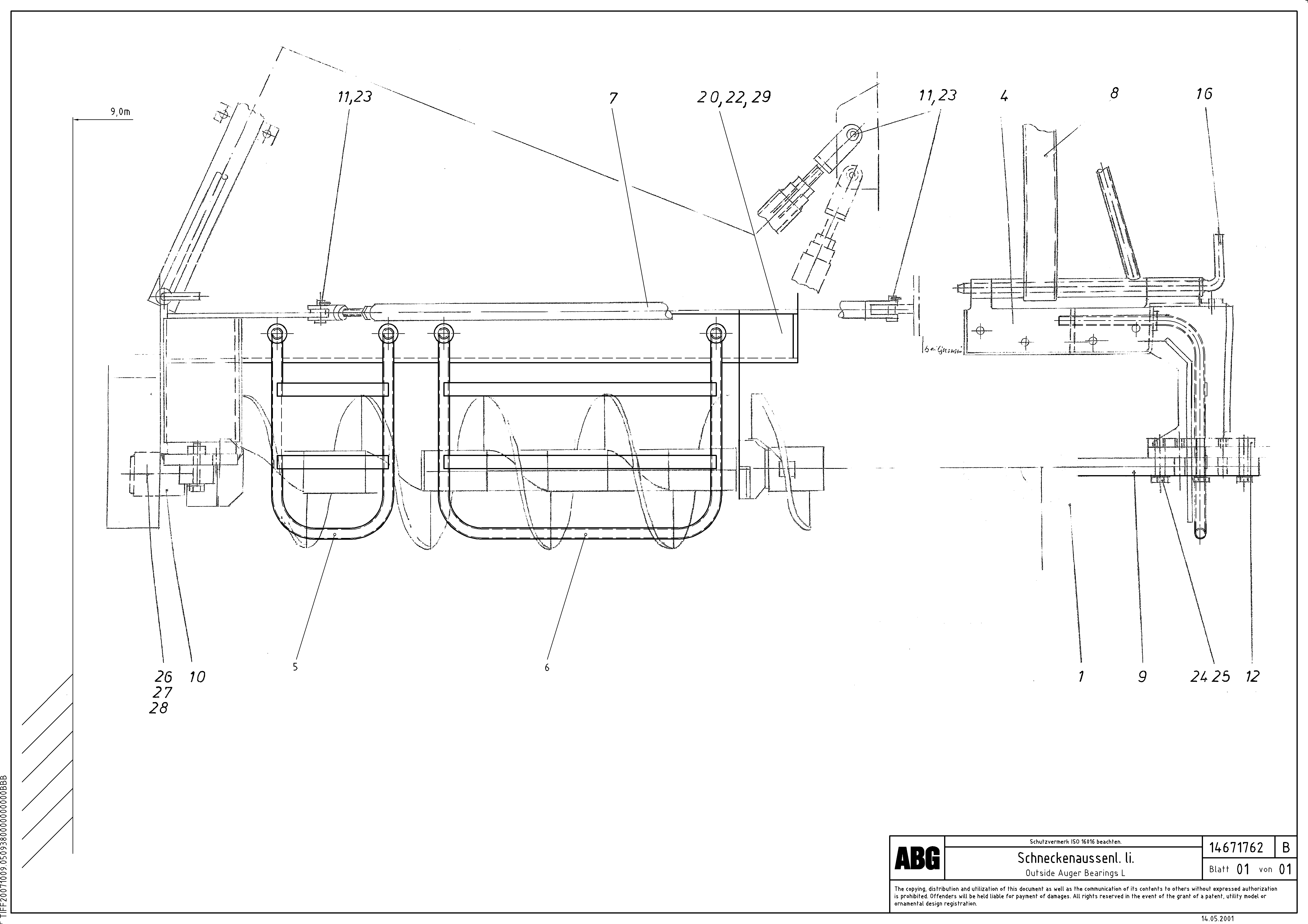 Схема запчастей Volvo ABG8820B - 87867 Outside auger bearings for auger extension VDT 121 ATT. SCREEDS 2,5 -13,0M ABG8820/ABG8820B