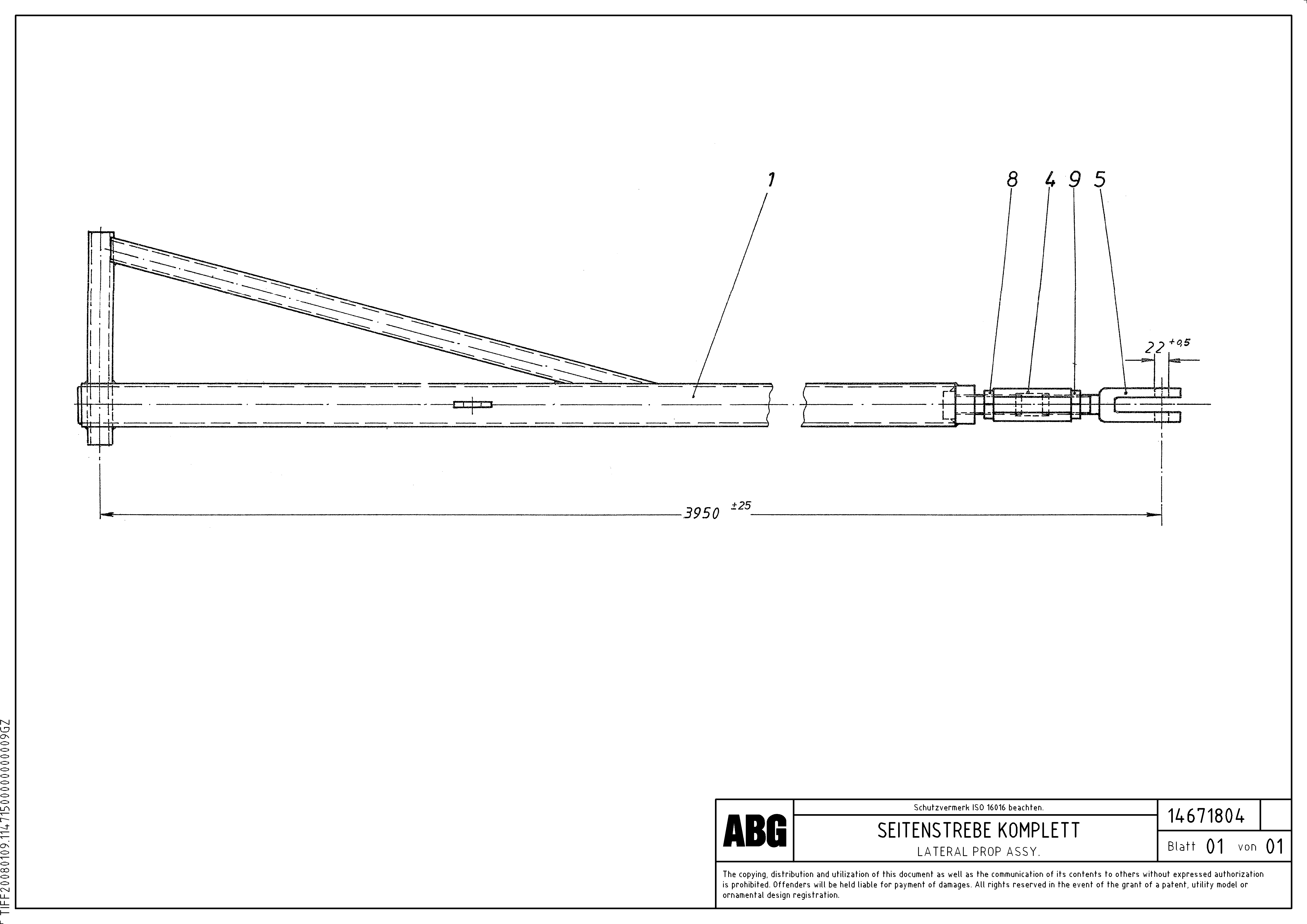 Схема запчастей Volvo ABG8820B - 88164 Lateral prop assembly for auger extension VDT 121 ATT. SCREEDS 2,5 -13,0M ABG8820/ABG8820B