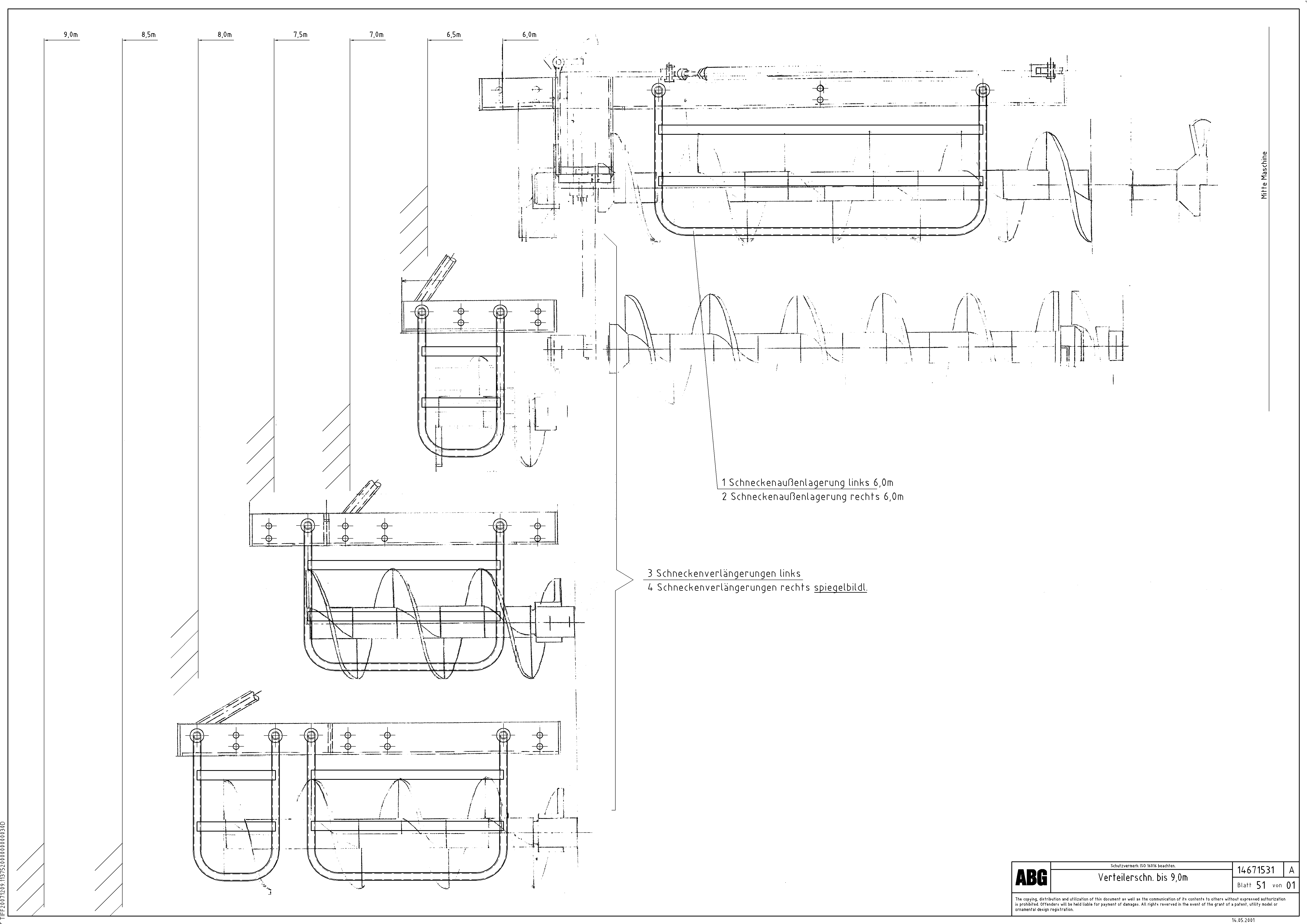 Схема запчастей Volvo ABG8820B - 89861 Auger extension VDT 121 ATT. SCREEDS 2,5 -13,0M ABG8820/ABG8820B
