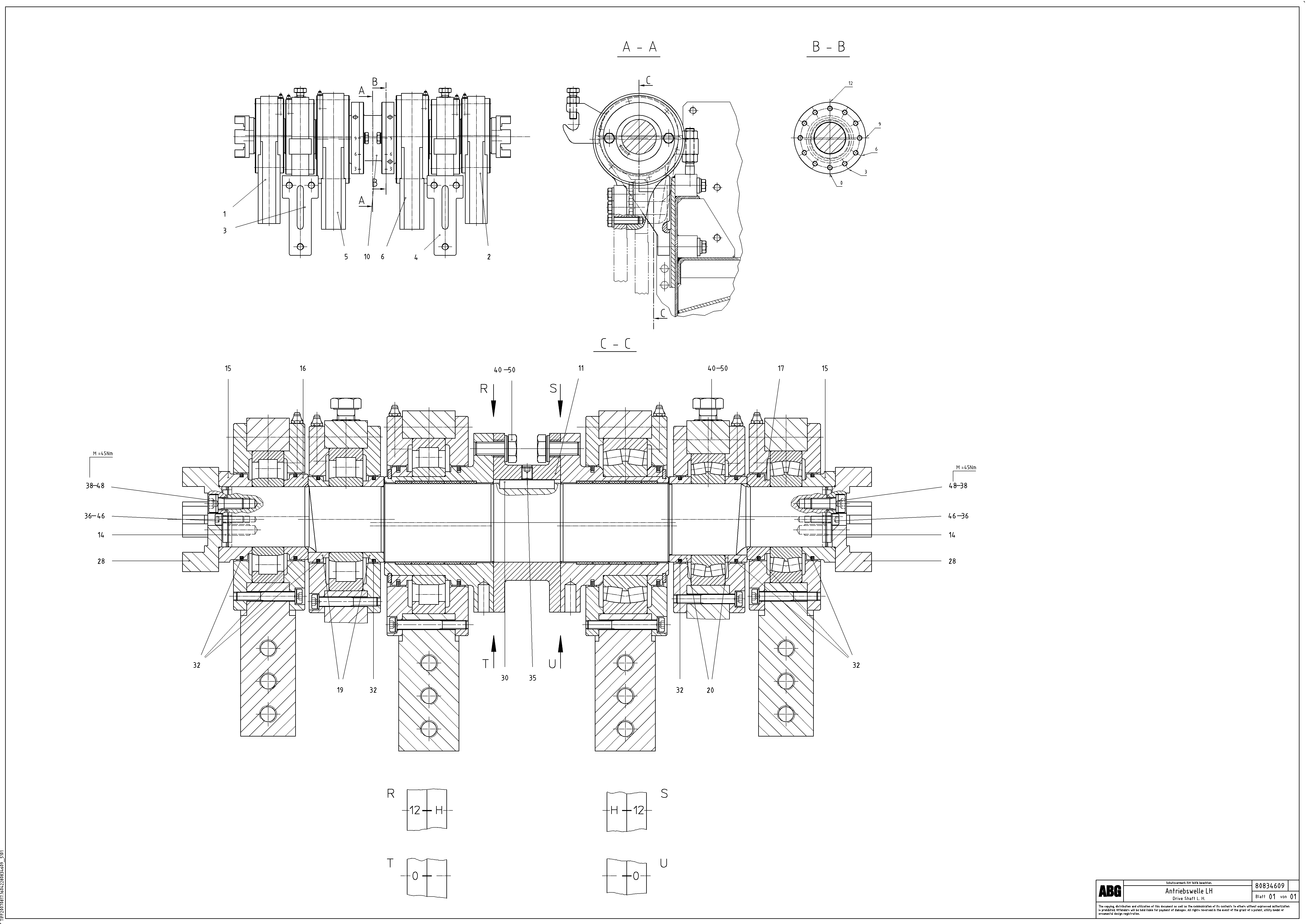Схема запчастей Volvo ABG8820B - 84071 Tamper drive shaft for extension VDT 121 ATT. SCREEDS 2,5 -13,0M ABG8820/ABG8820B