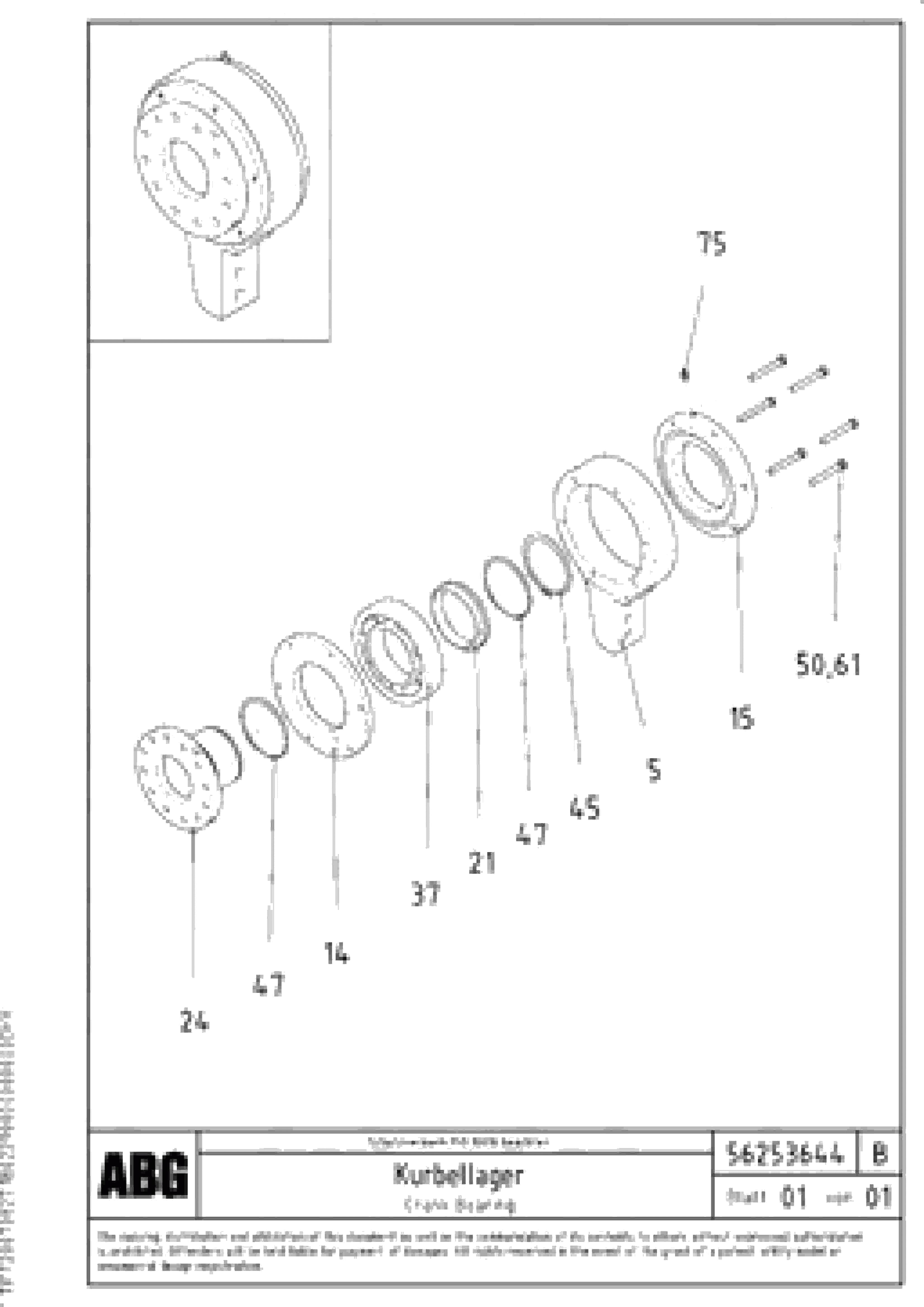 Схема запчастей Volvo ABG8820B - 86773 Crank bearing VDT 121 ATT. SCREEDS 2,5 -13,0M ABG8820/ABG8820B