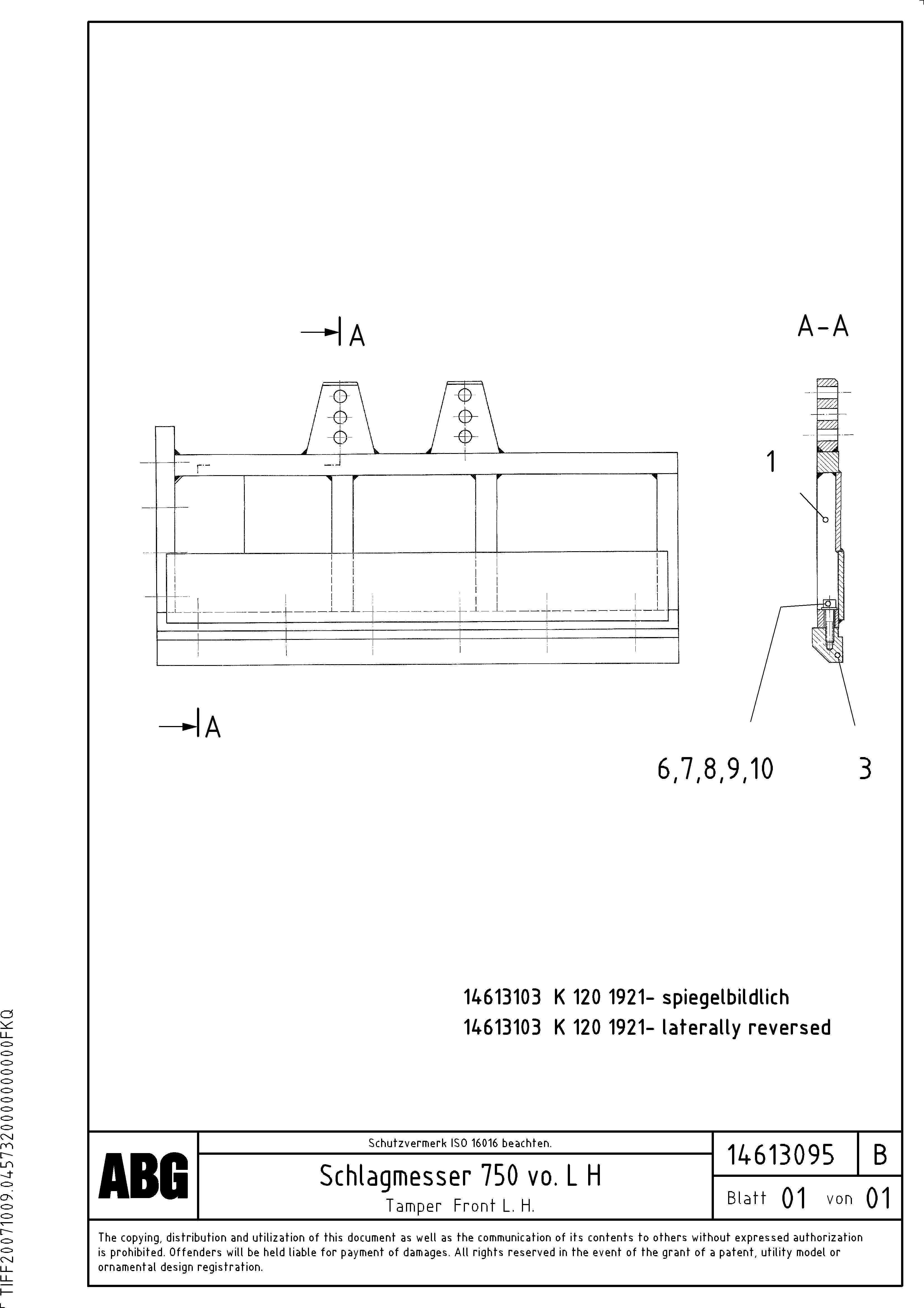 Схема запчастей Volvo ABG8820B - 90071 Tamper for basic screed VDT 121 ATT. SCREEDS 2,5 -13,0M ABG8820/ABG8820B