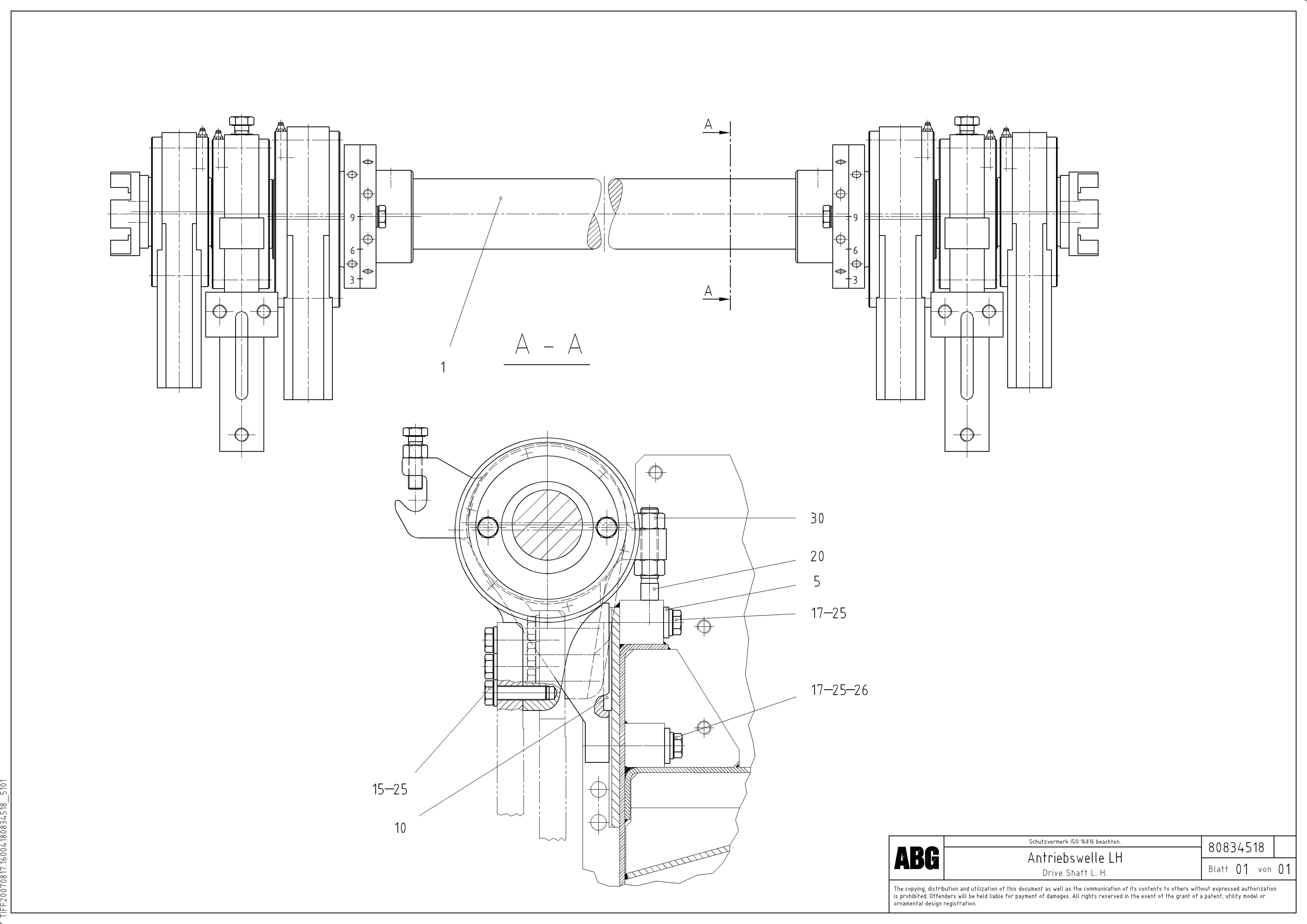 Схема запчастей Volvo ABG8820B - 90971 Tamper drive shaft for extension VDT 121 ATT. SCREEDS 2,5 -13,0M ABG8820/ABG8820B