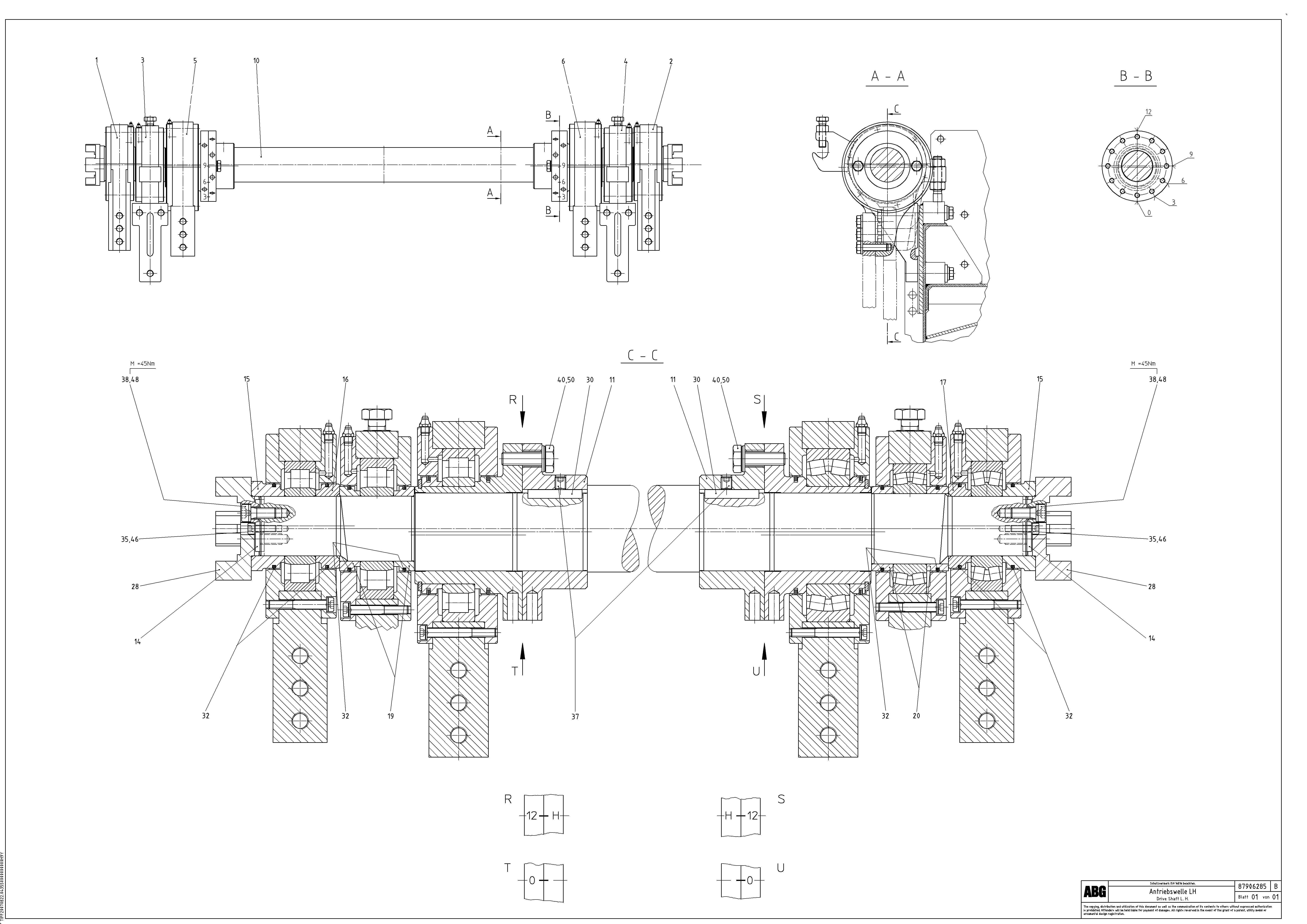 Схема запчастей Volvo ABG8820B - 92090 Tamper drive shaft for extension VDT 121 ATT. SCREEDS 2,5 -13,0M ABG8820/ABG8820B