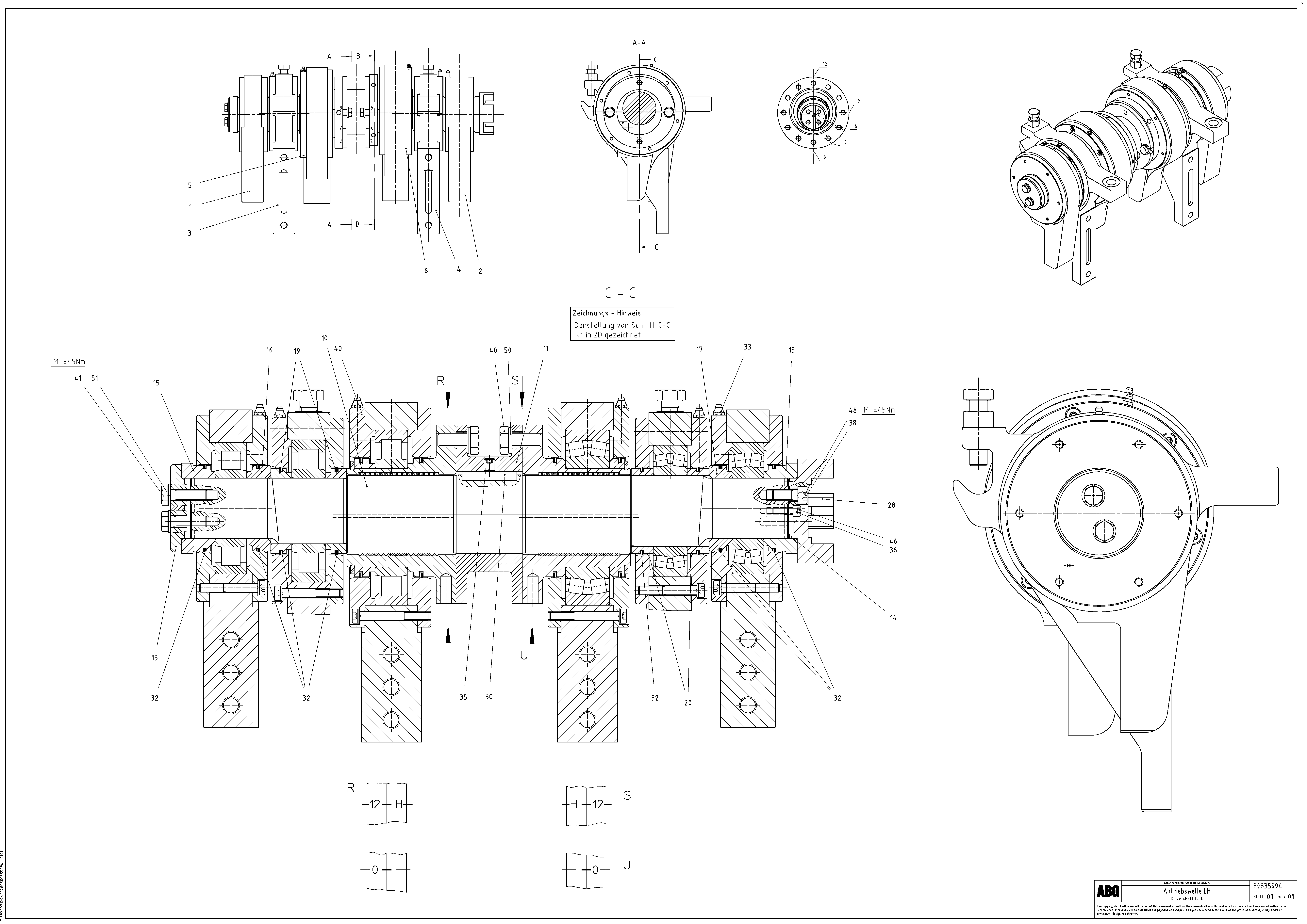 Схема запчастей Volvo ABG8820B - 74189 Tamper drive shaft for extension VDT 121 VARIO ATT.SCREED 9,0 - 12,0M ABG8820/ABG8820B