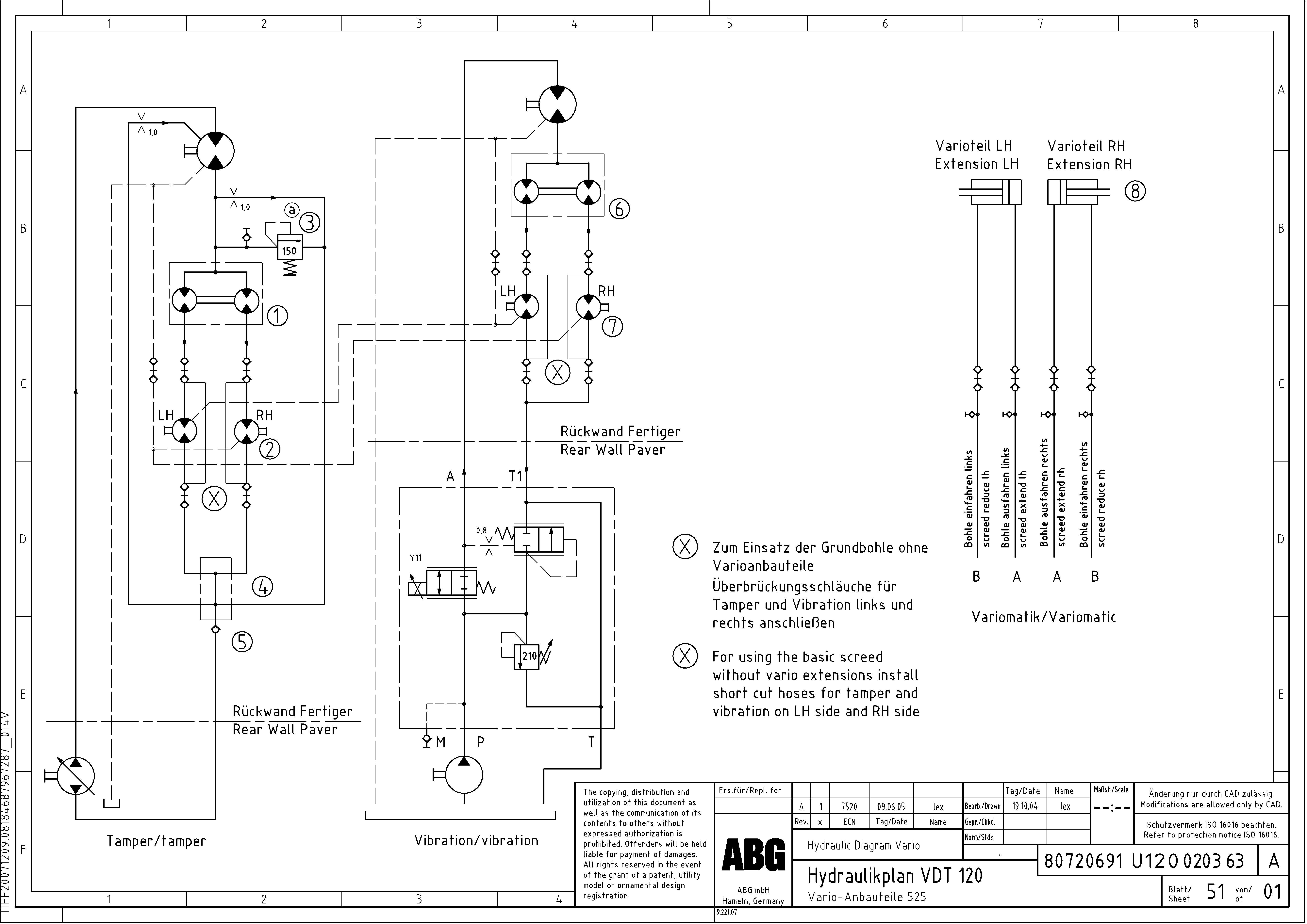 Схема запчастей Volvo ABG8820B - 68910 Hydraulics Vario VDT 120 VDT 121 VARIO ATT.SCREED 9,0 - 12,0M ABG8820/ABG8820B