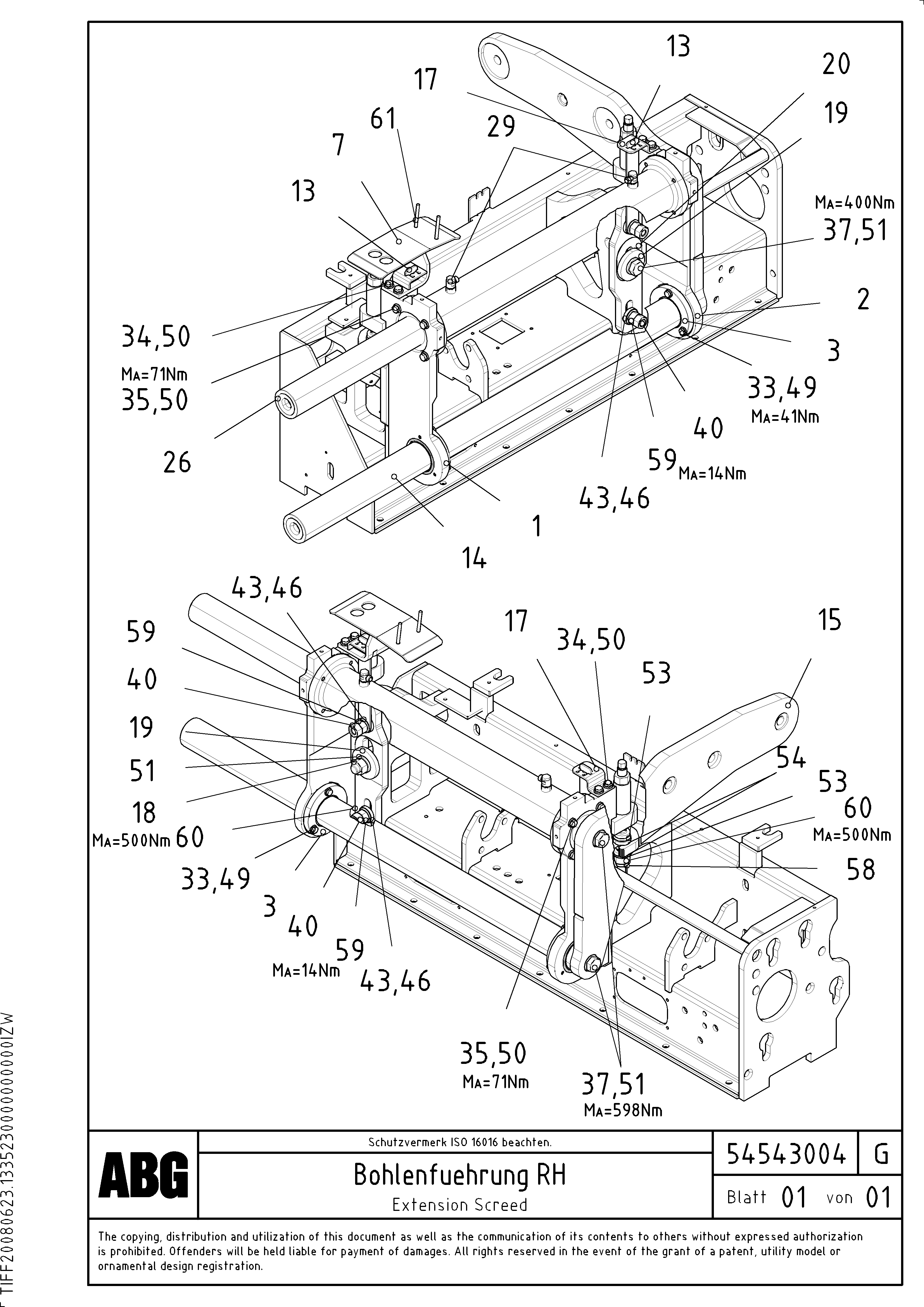 Схема запчастей Volvo ABG8820B - 80858 Extendable screed VDT-V 88 GTC ATT. SCREEDS 3,0 - 9,0M ABG8820/ABG8820B