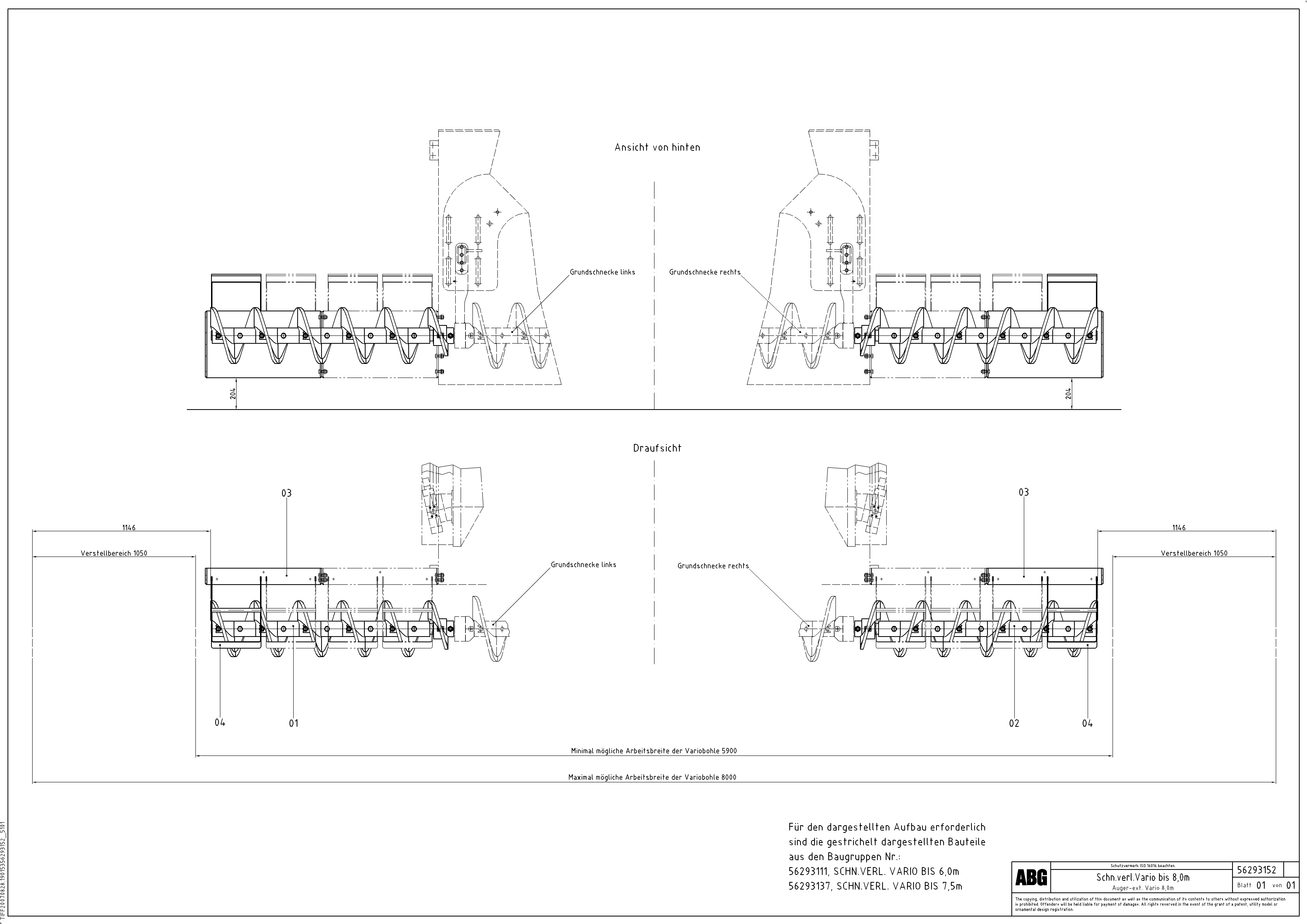 Схема запчастей Volvo ABG8820B - 72899 Auger extensions, Variomatic VDT-V 88 ETC ATT. SCREEDS 3,0 - 9,0M ABG8820, ABG8820B