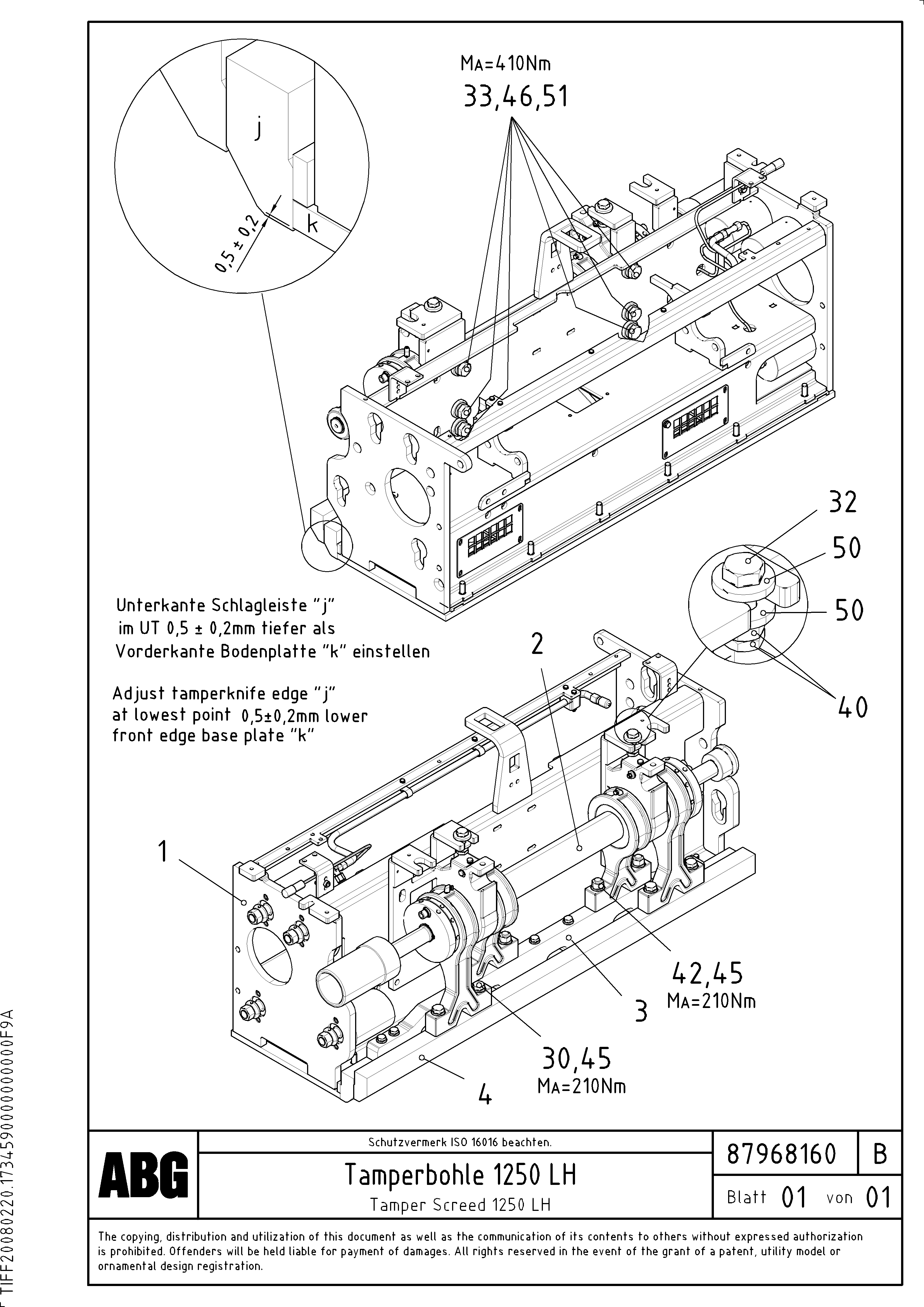 Схема запчастей Volvo ABG8820B - 75220 Tamper screed for extension VDT-V 88 GTC ATT. SCREEDS 3,0 - 9,0M ABG8820/ABG8820B