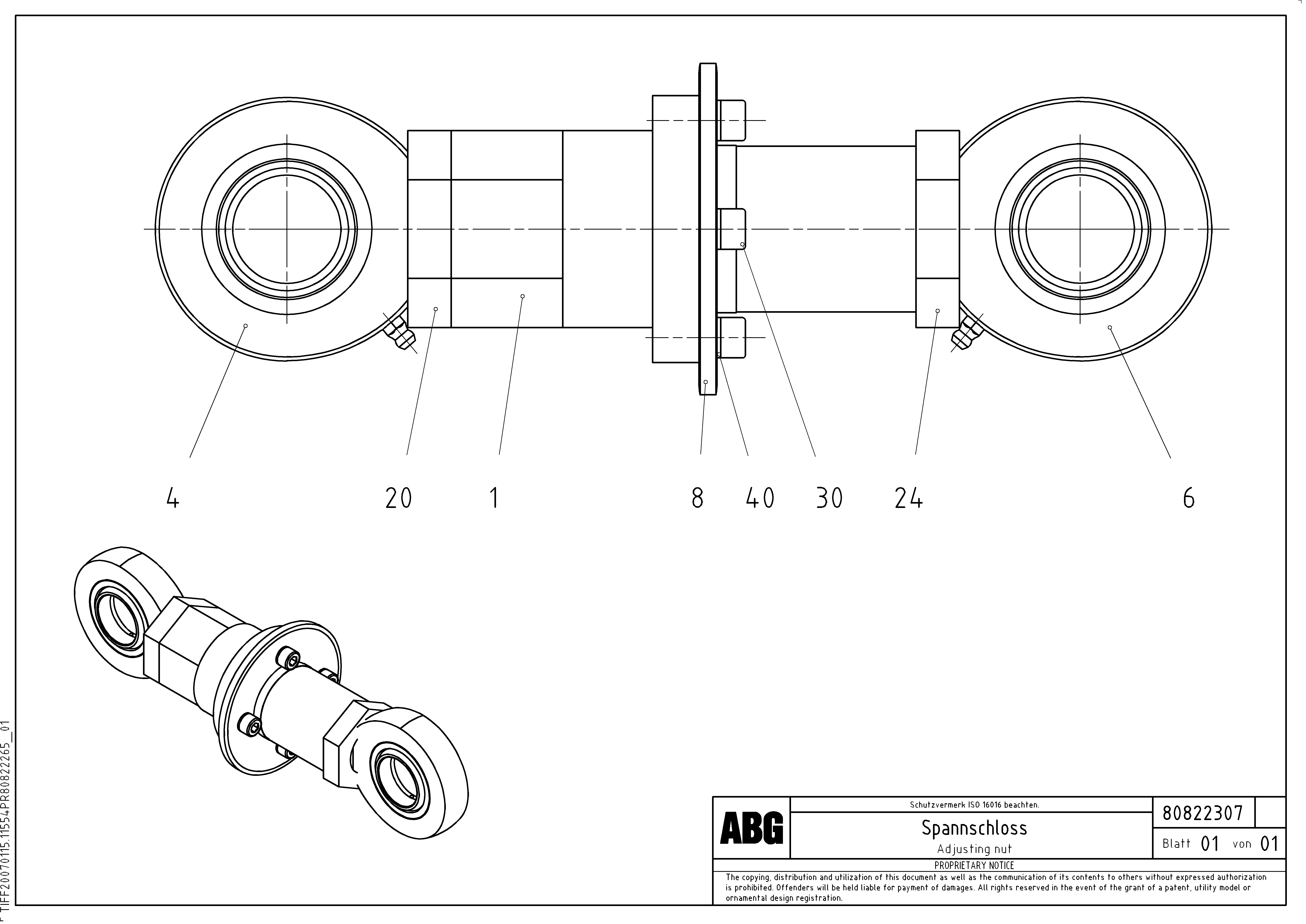 Схема запчастей Volvo ABG8820B - 78001 Adjusting nut for articulated screed MB 122 ATT. SCREEDS 2,5 -12,0M ABG8820, ABG8820B
