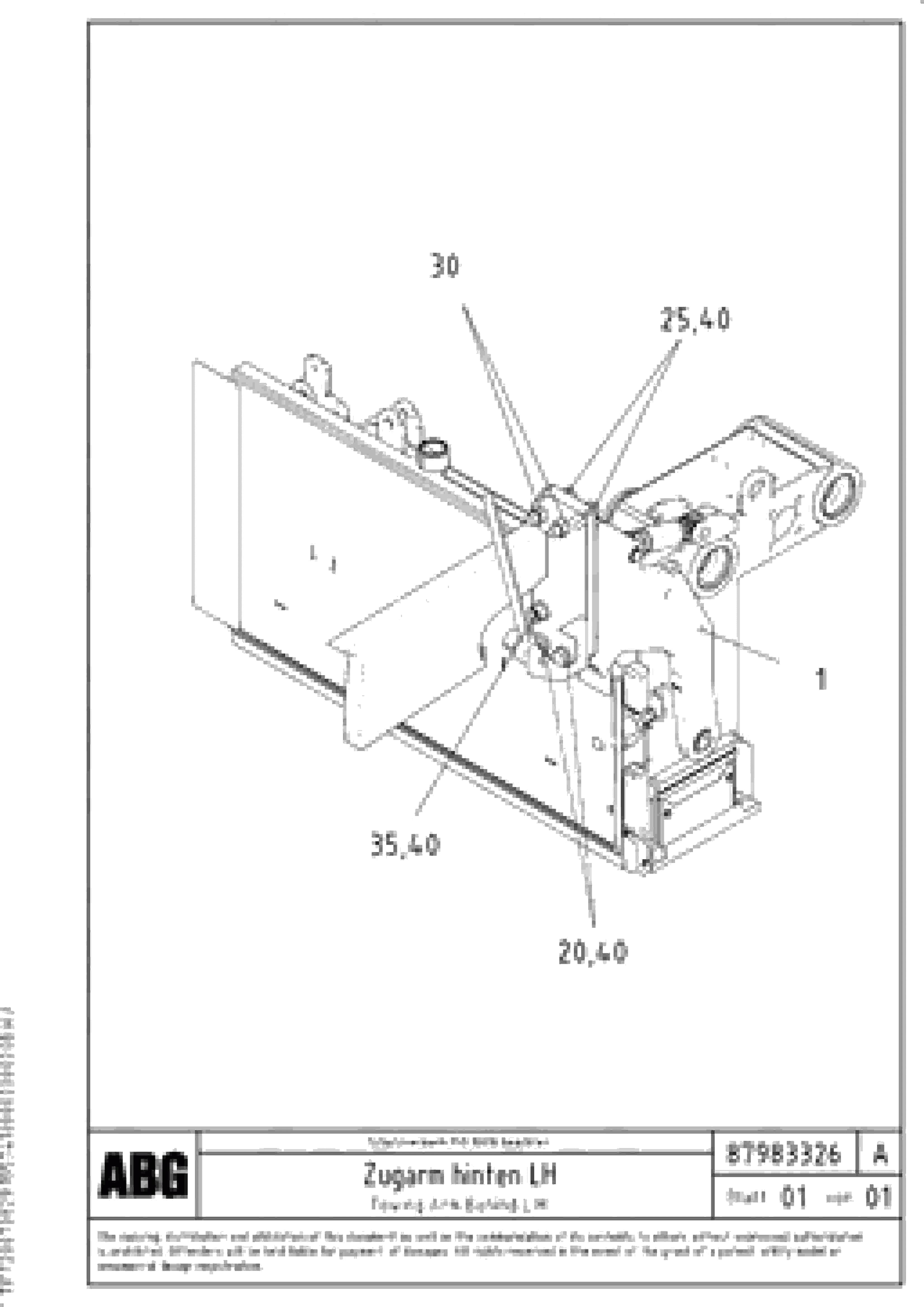 Схема запчастей Volvo ABG8820B - 77098 Towing arm behind VDT-V 78 ETC ATT. SCREED 2,5 - 9,0 M ABG8820/ABG8820B