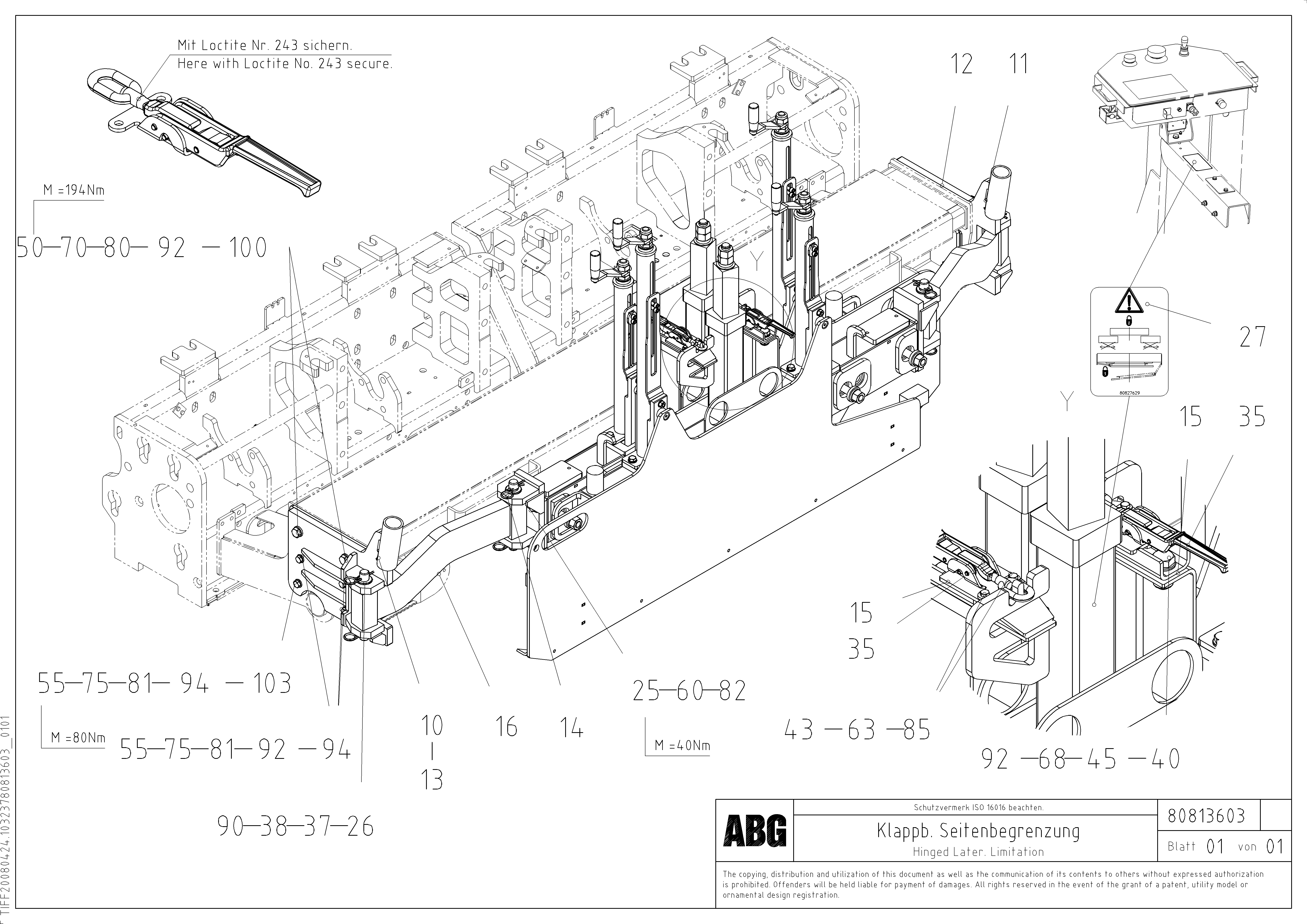 Схема запчастей Volvo ABG8820B - 80261 Hinged lateral limitation VB 78 GTC ATT. SCREEDS 2,5 - 9,0M ABG8820, ABG8820B