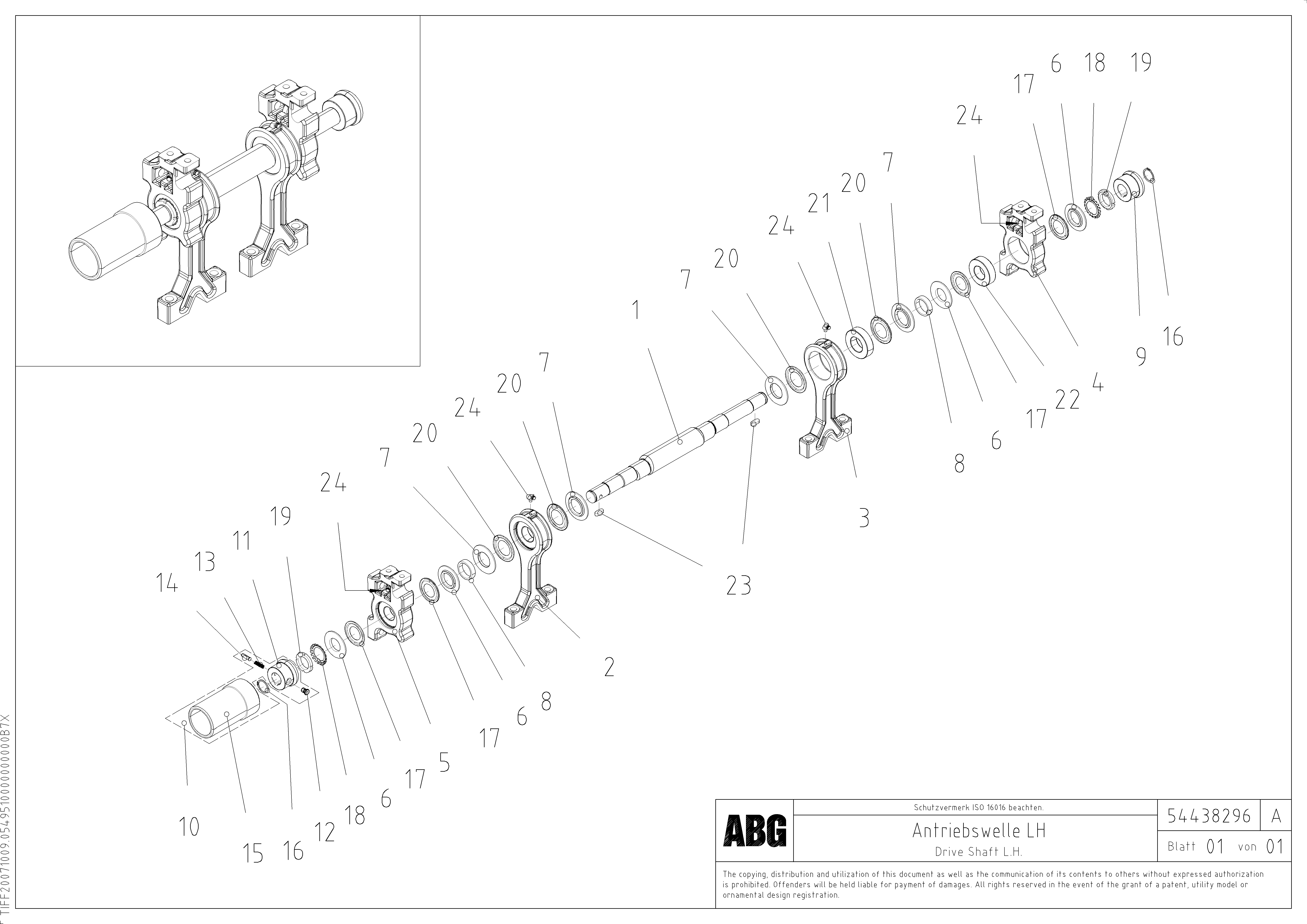 Схема запчастей Volvo ABG8820B - 77525 Tamper drive shaft for extention VB 78 GTC ATT. SCREEDS 2,5 - 9,0M ABG8820, ABG8820B
