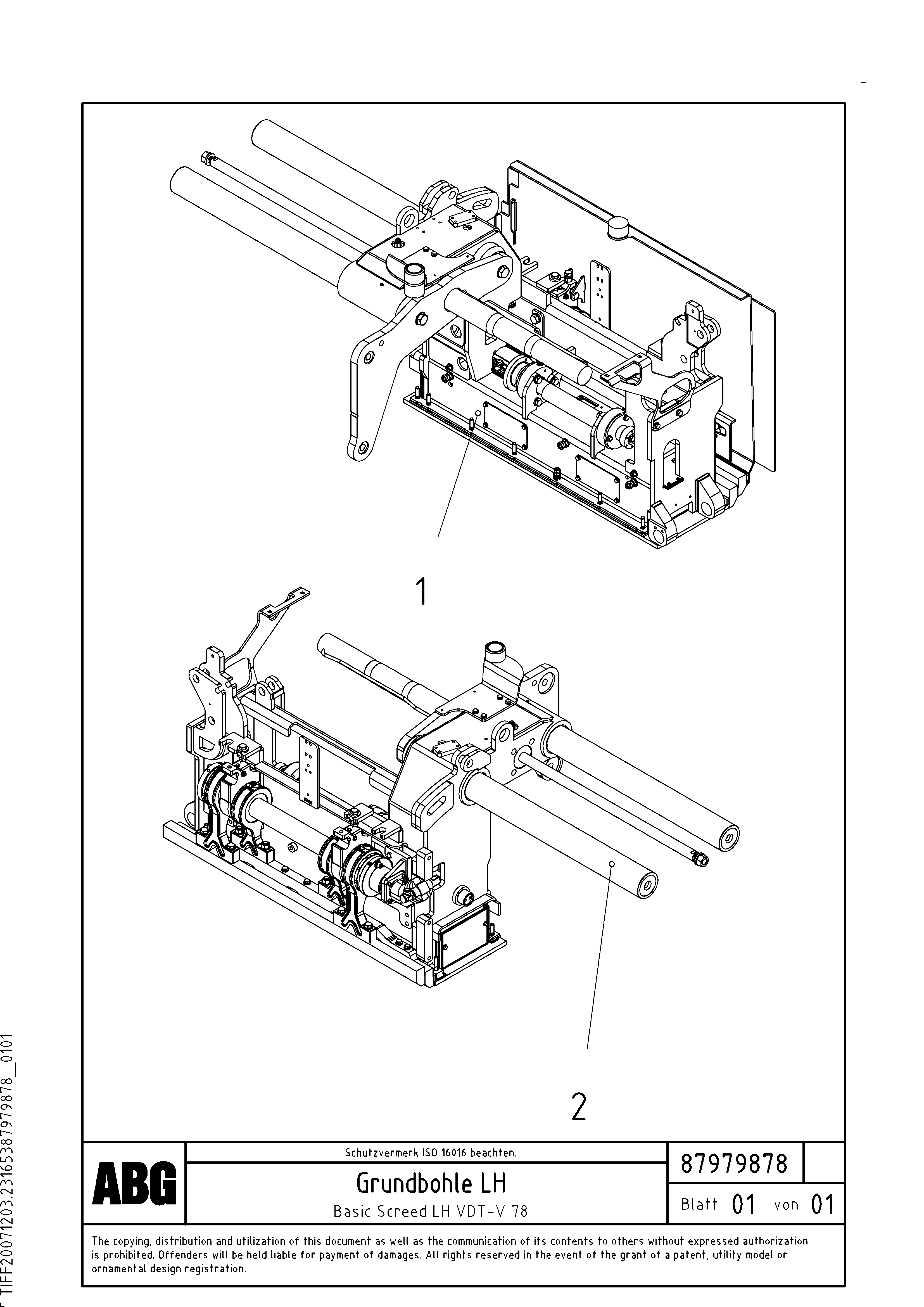 Схема запчастей Volvo ABG8820B - 69974 Basic screed VDT-V 78 GTC ATT. SCREEDS 2,5 - 9,0M AGB8820, AGB8820B