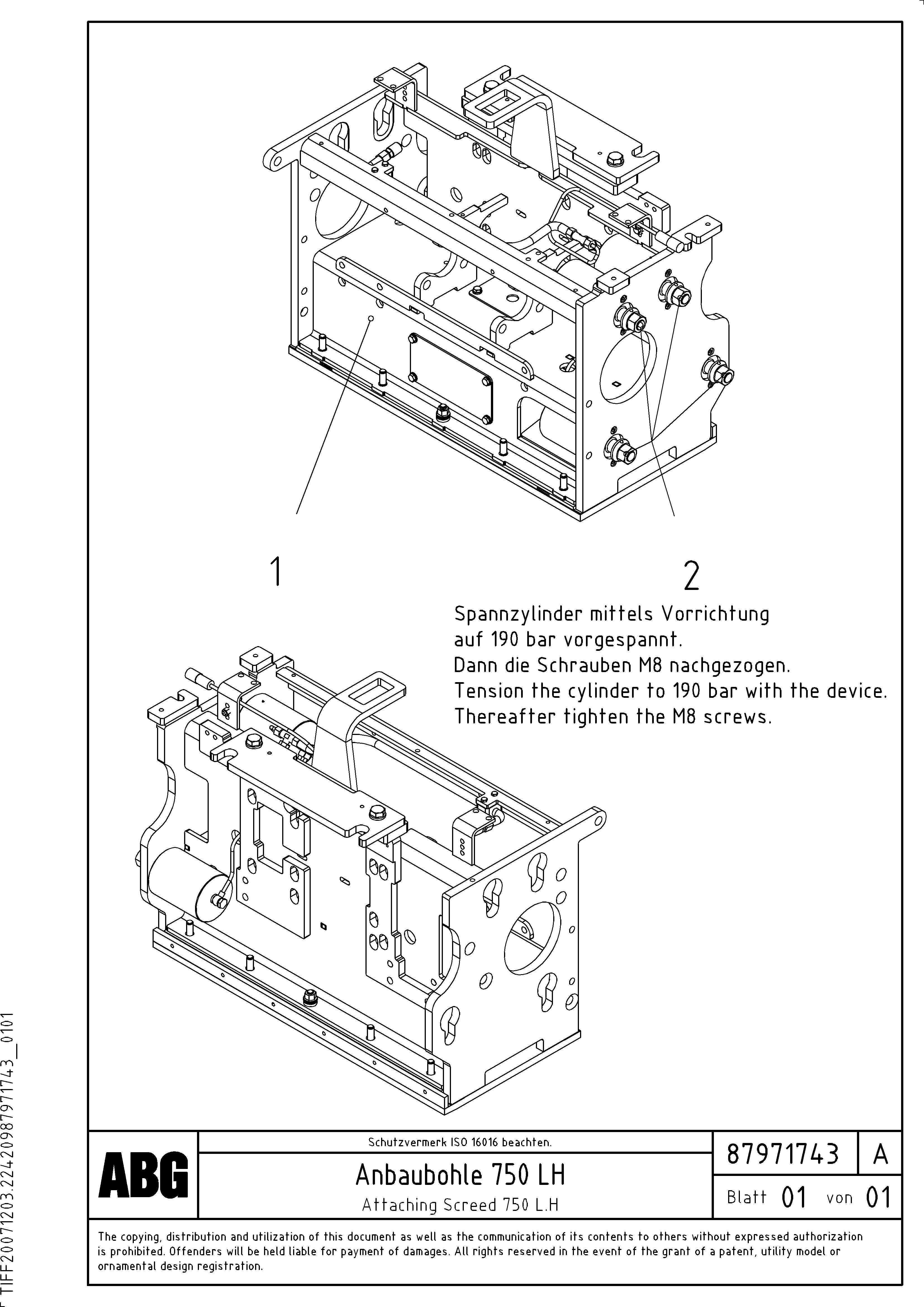 Схема запчастей Volvo ABG8820B - 69035 Attaching screed for extension VB 89 ETC ATT. SCREEDS 3,0 - 9,0M ABG8820, ABG8820B