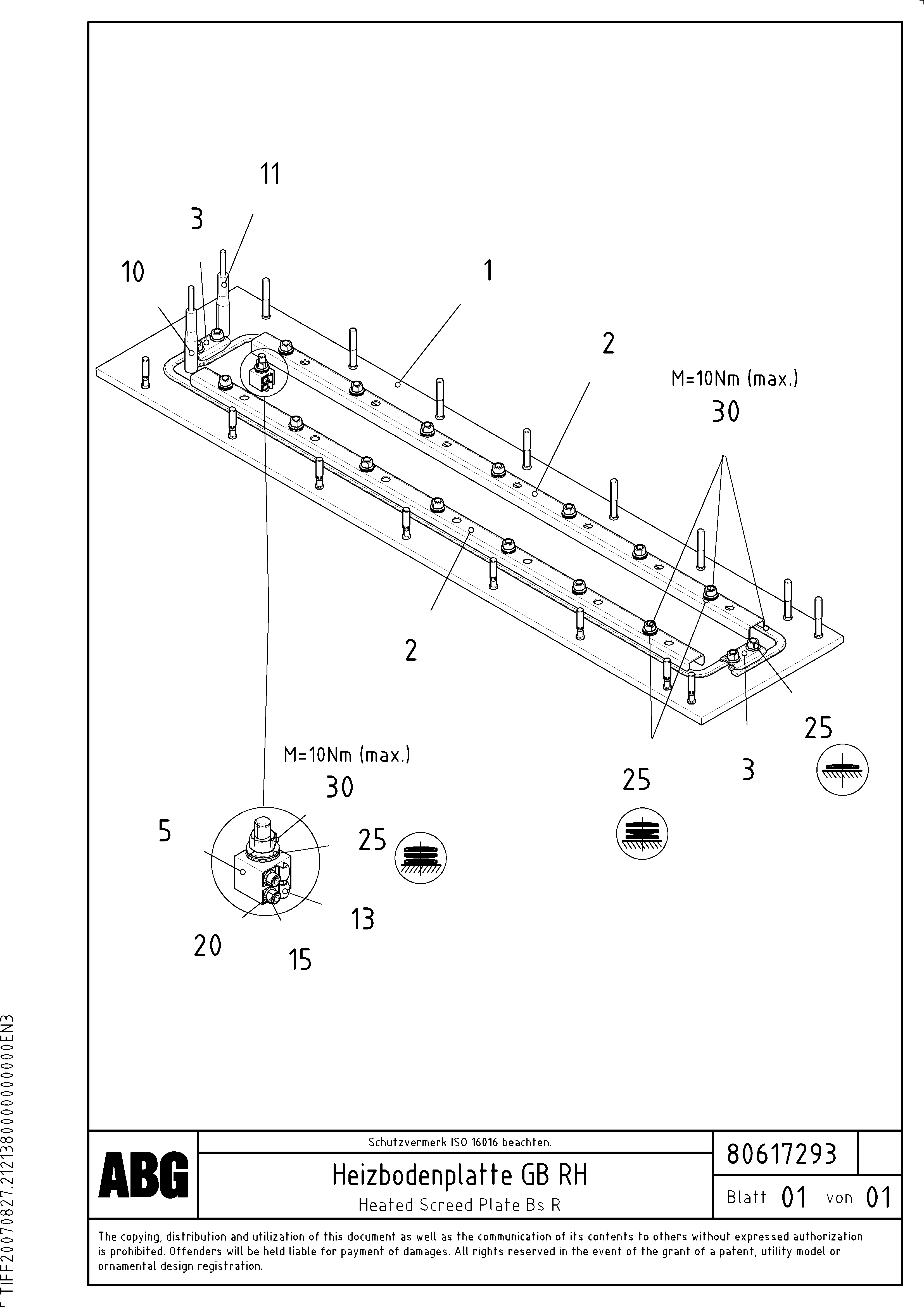 Схема запчастей Volvo ABG8820B - 71822 Heated screed plate for basic screed VB 89 ETC ATT. SCREEDS 3,0 - 9,0M ABG8820, ABG8820B