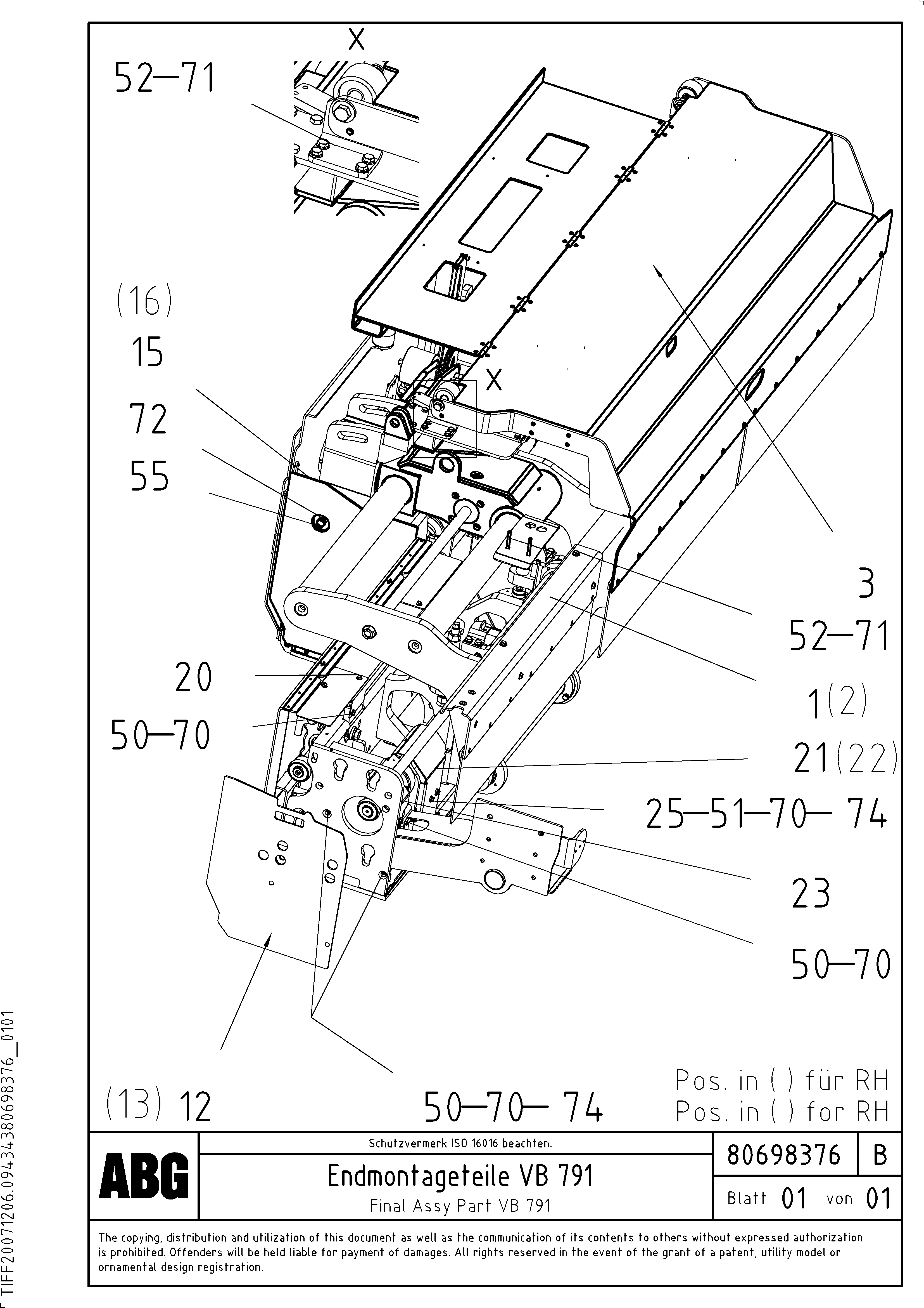 Схема запчастей Volvo ABG8820B - 75226 Assembly parts for basic screed VB 79 ETC ATT. SCREEDS 2,5 - 9,0M ABG8820, ABG8820B