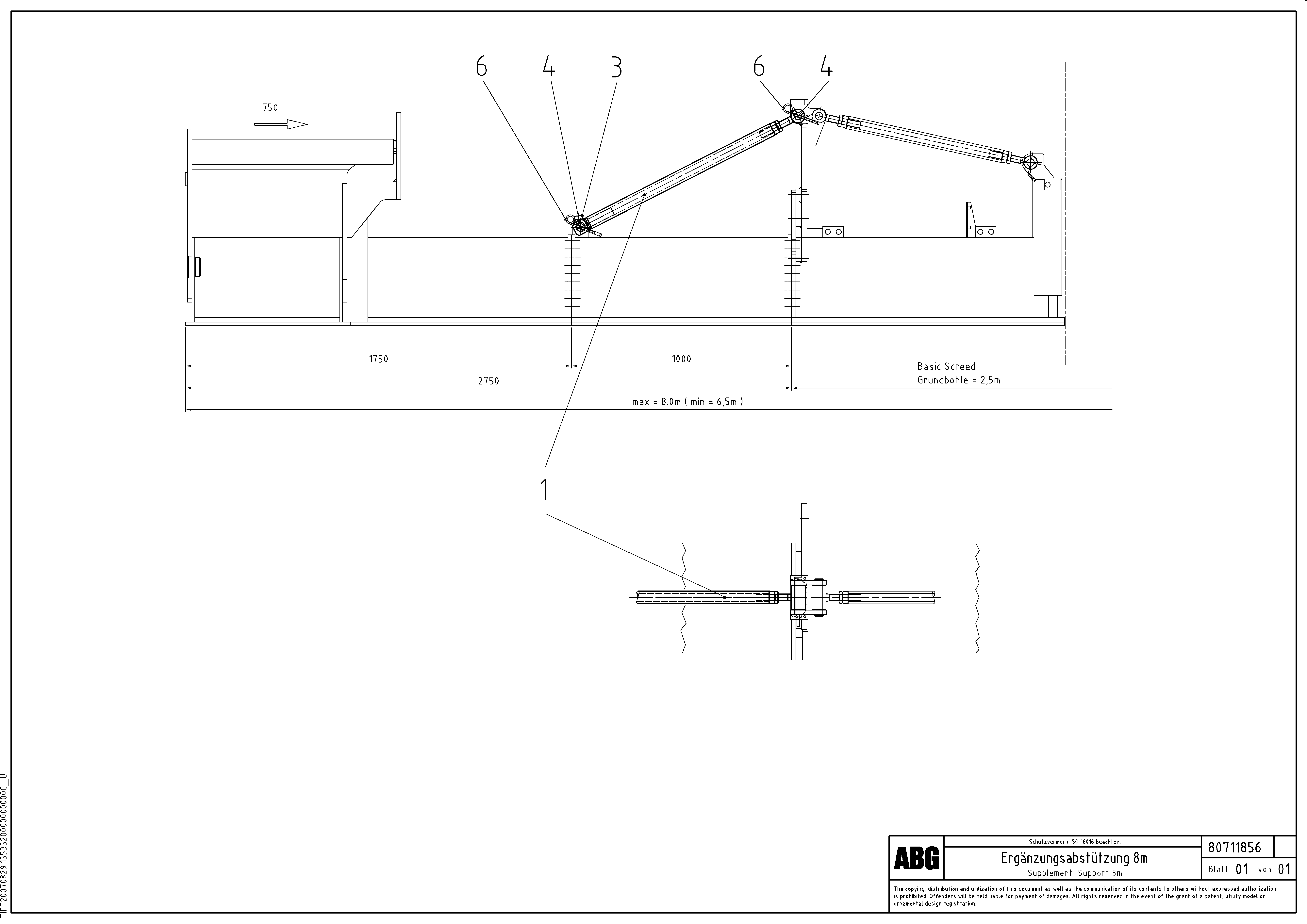 Схема запчастей Volvo ABG8820B - 64938 Support tube for extendable screed MB 122 VARIO ATT.SCREEDS 4,5 -12,0M ABG8820, ABG8820B