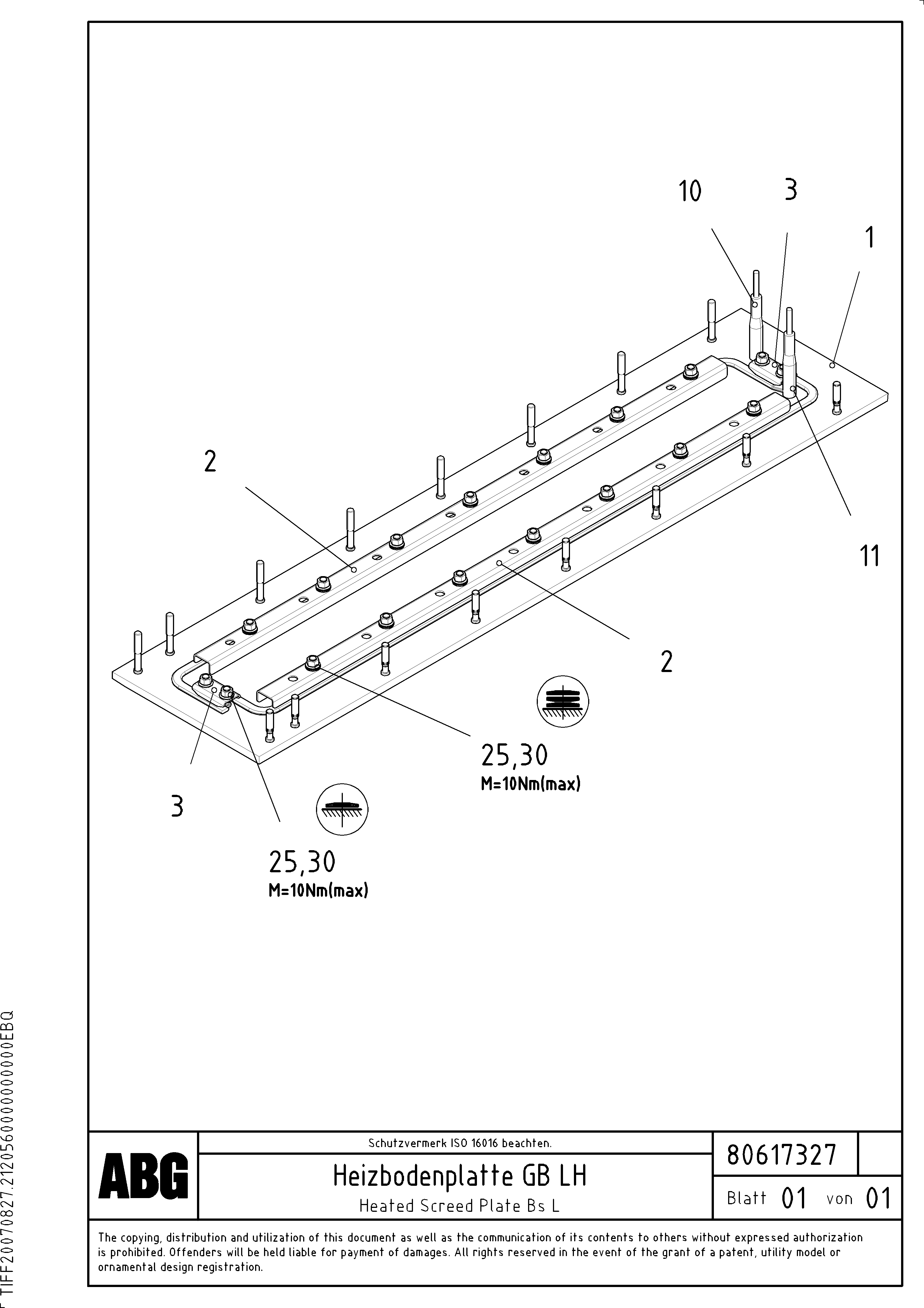 Схема запчастей Volvo ABG8820B - 75006 Heated screed plate for basic screed VDT-V 88 ETC ATT. SCREEDS 3,0 - 9,0M ABG8820, ABG8820B