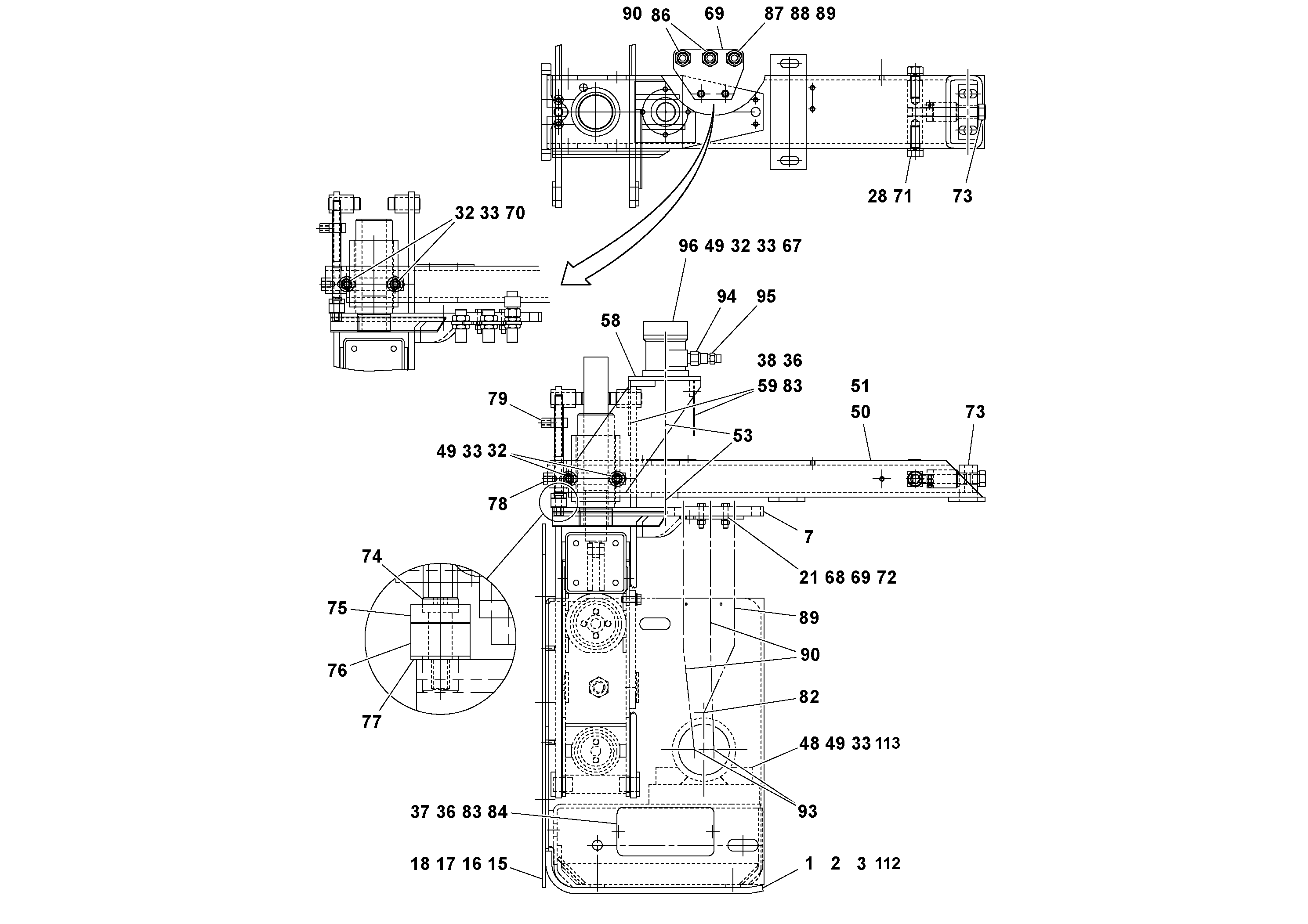 Схема запчастей Volvo OMNI IIIE - 56725 Extension Assembly 