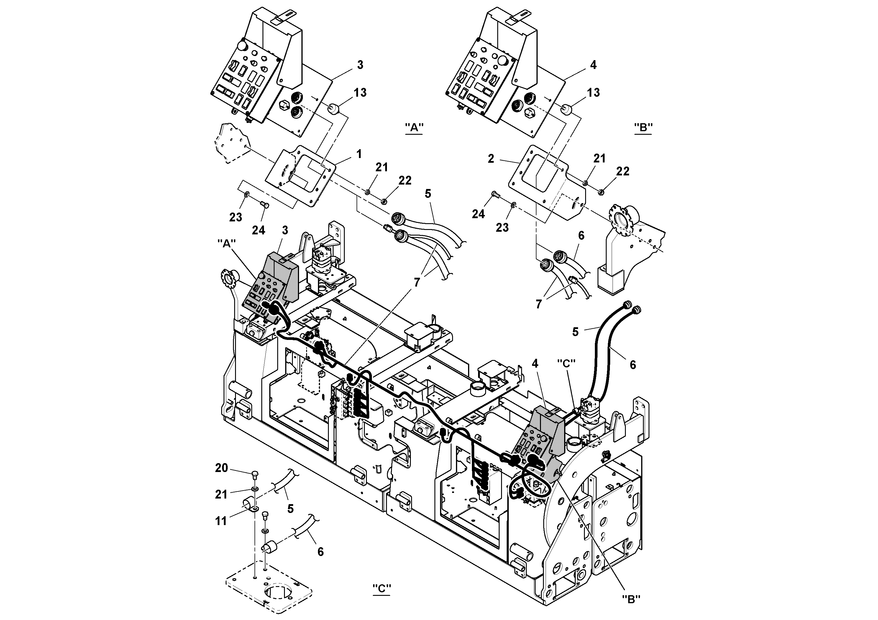 Схема запчастей Volvo OMNI 318 SCREED PF6110, PF6160, PF6170 - 106686 Electrical Installation 