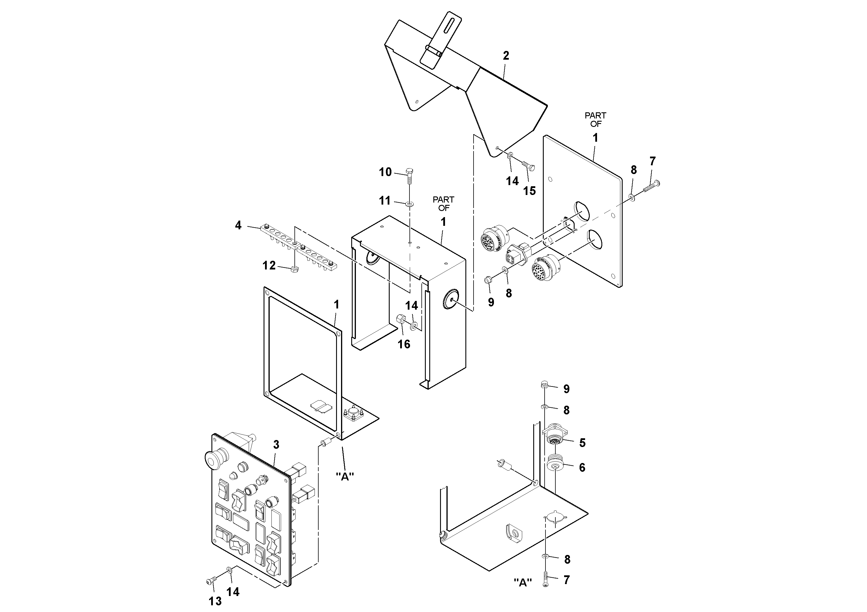 Схема запчастей Volvo OMNI 318 SCREED PF6110, PF6160, PF6170 - 60369 Screed Console Assembly 