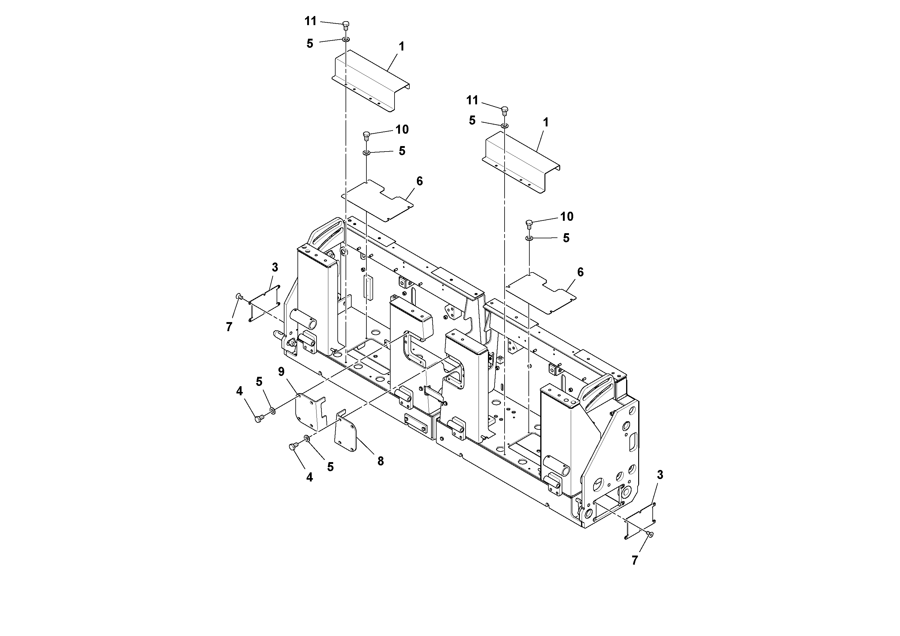 Схема запчастей Volvo OMNI 318 SCREED PF6110, PF6160, PF6170 - 60391 Cover Installation 