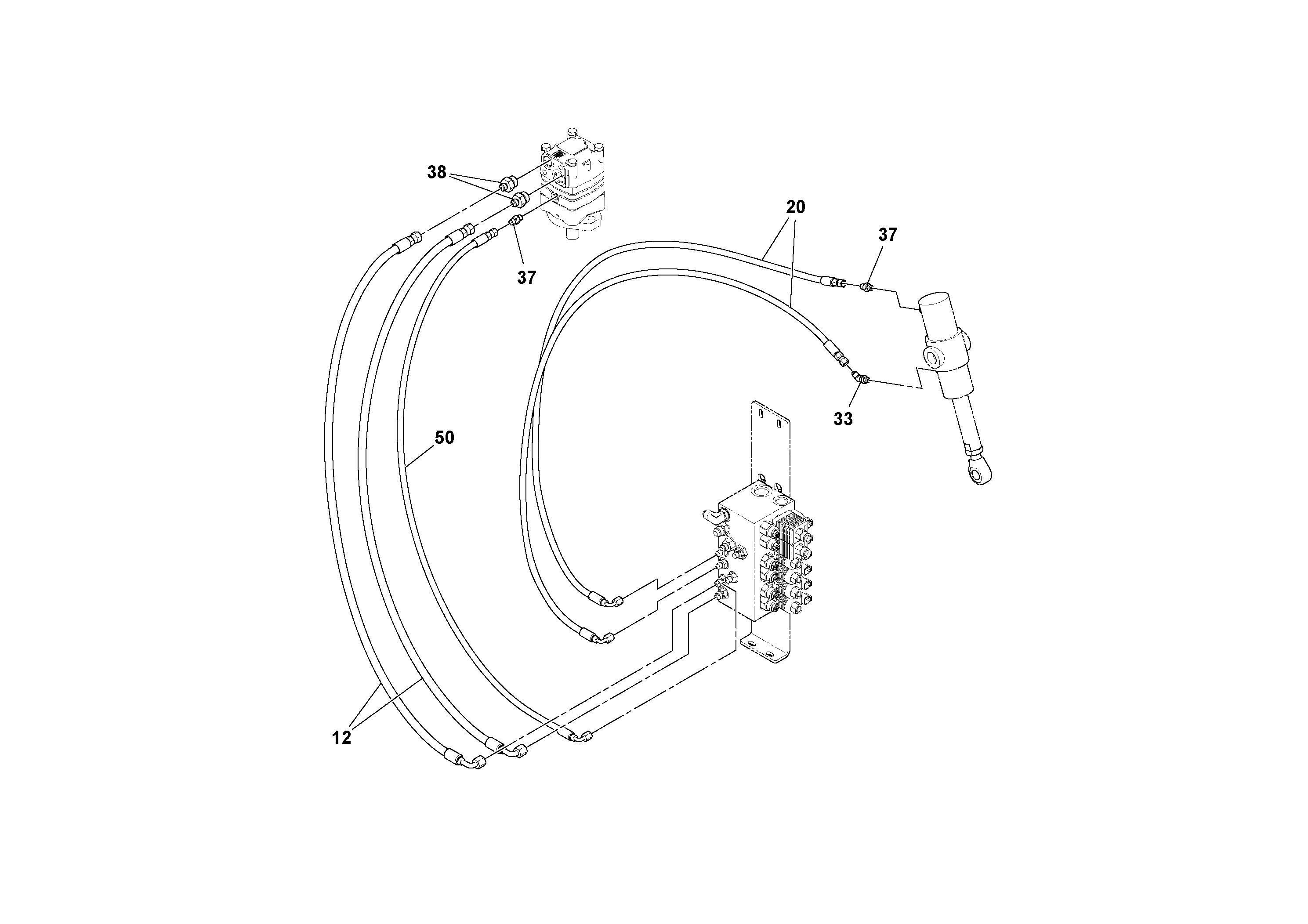 Схема запчастей Volvo OMNI 318 SCREED PF6110, PF6160, PF6170 - 26273 Extension Hydraulic Installation 